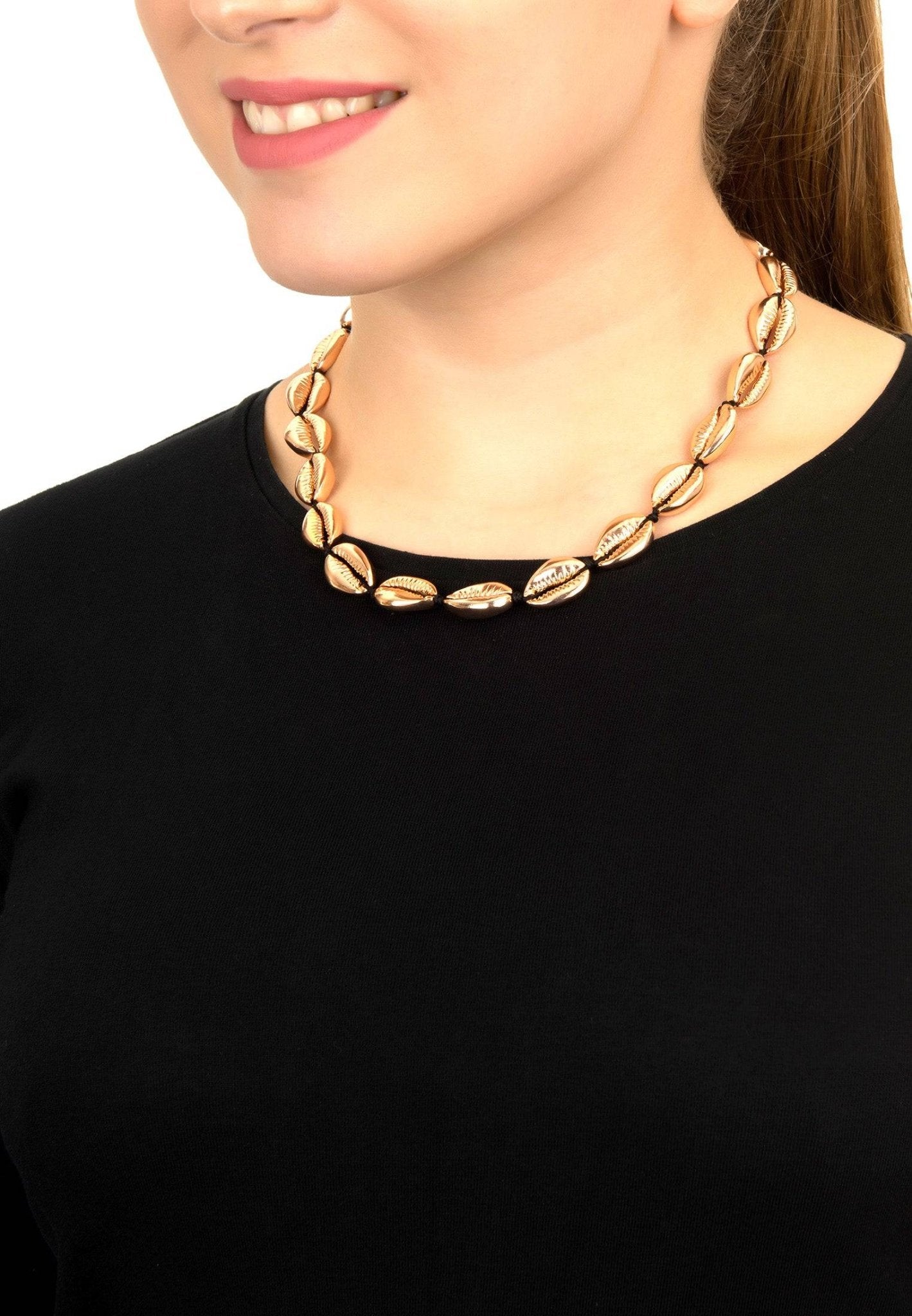 Cowrie Shell Choker Strand Necklace Rose Gold - LATELITA Necklaces