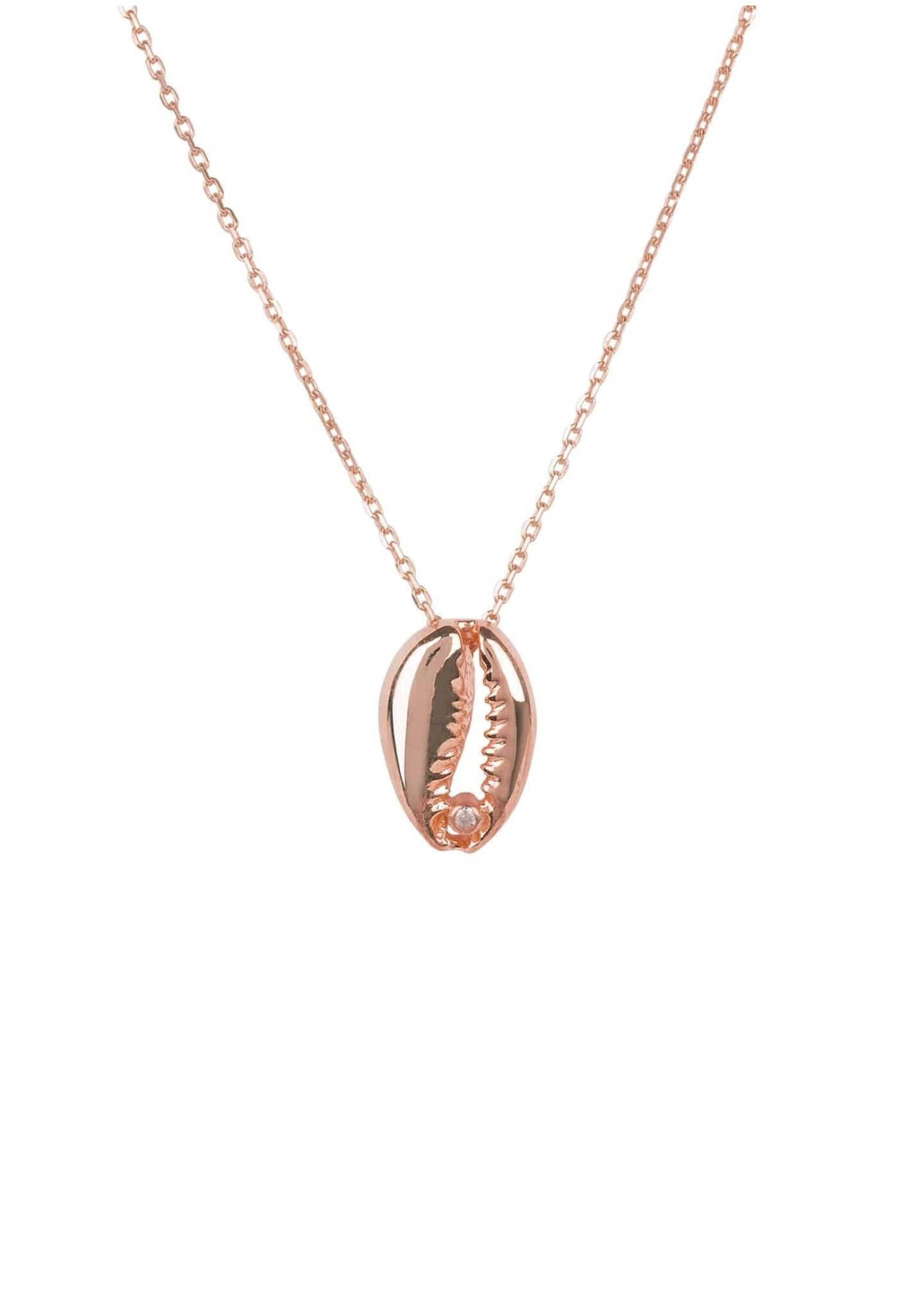 Cowrie Small Shell Pendant Necklace Rosegold - LATELITA Necklaces