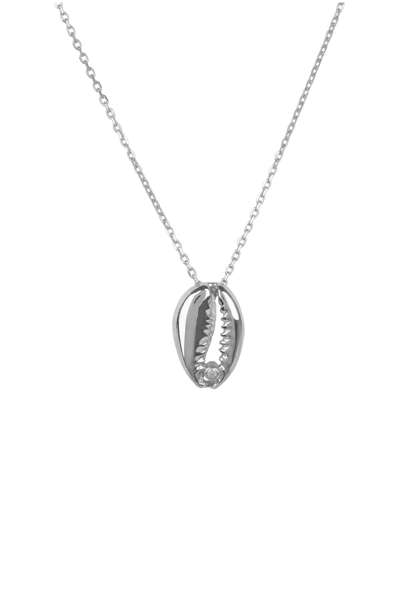 Cowrie Small Shell Pendant Necklace Silver - LATELITA Necklaces