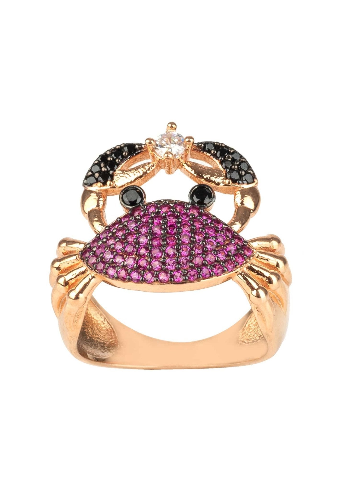 Crab Cocktail Ring Ruby Pink Rosegold - LATELITA Rings