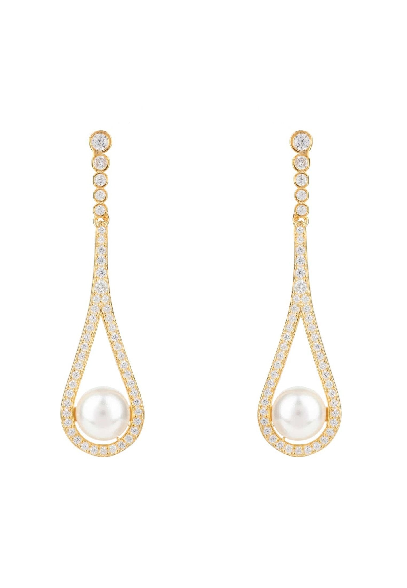 Cradled Pearl Drop Earrings Gold - LATELITA Earrings