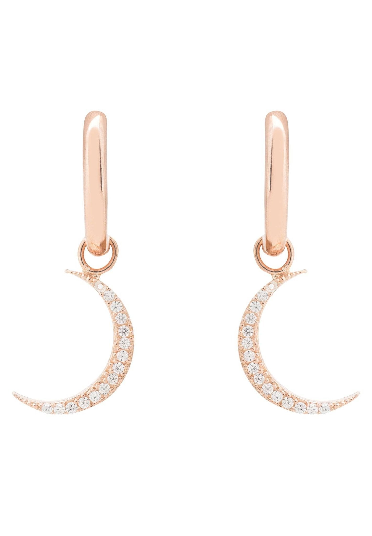 Crescent Moon Huggie Hoop Earrings Rosegold - LATELITA Earrings