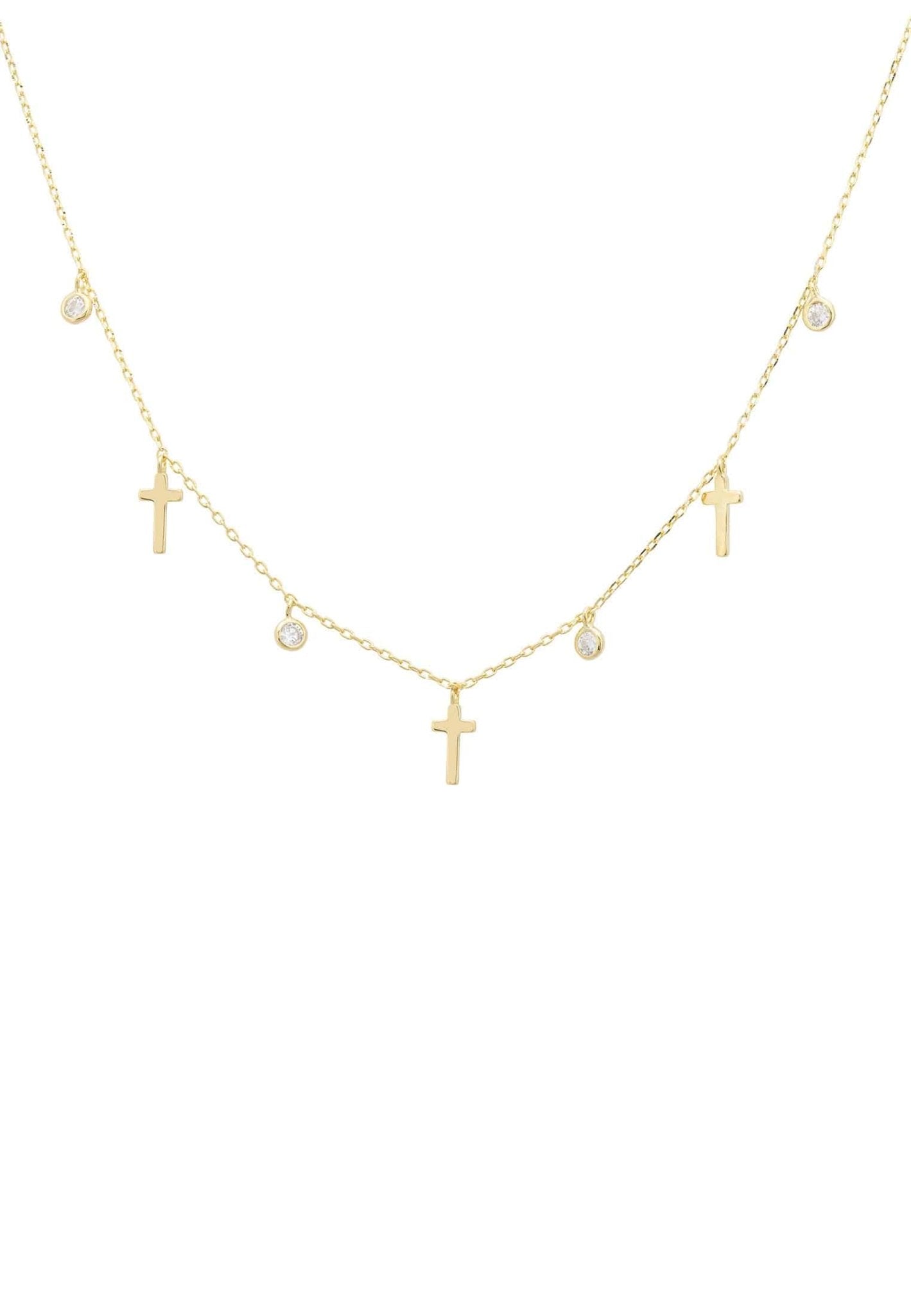 Crosses & Sparkles Choker Necklace Gold - LATELITA Necklaces