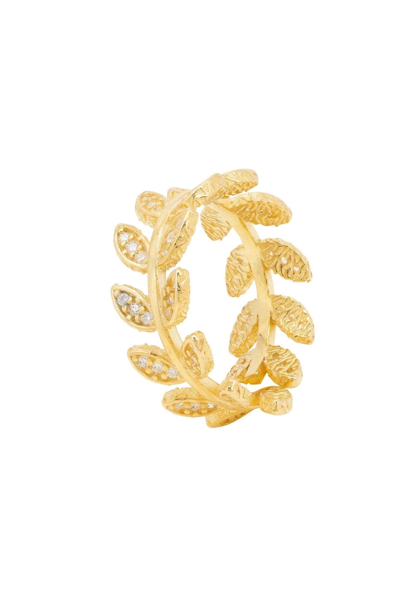 Curled Vine Leaf Adjustable Ring Gold - LATELITA Rings