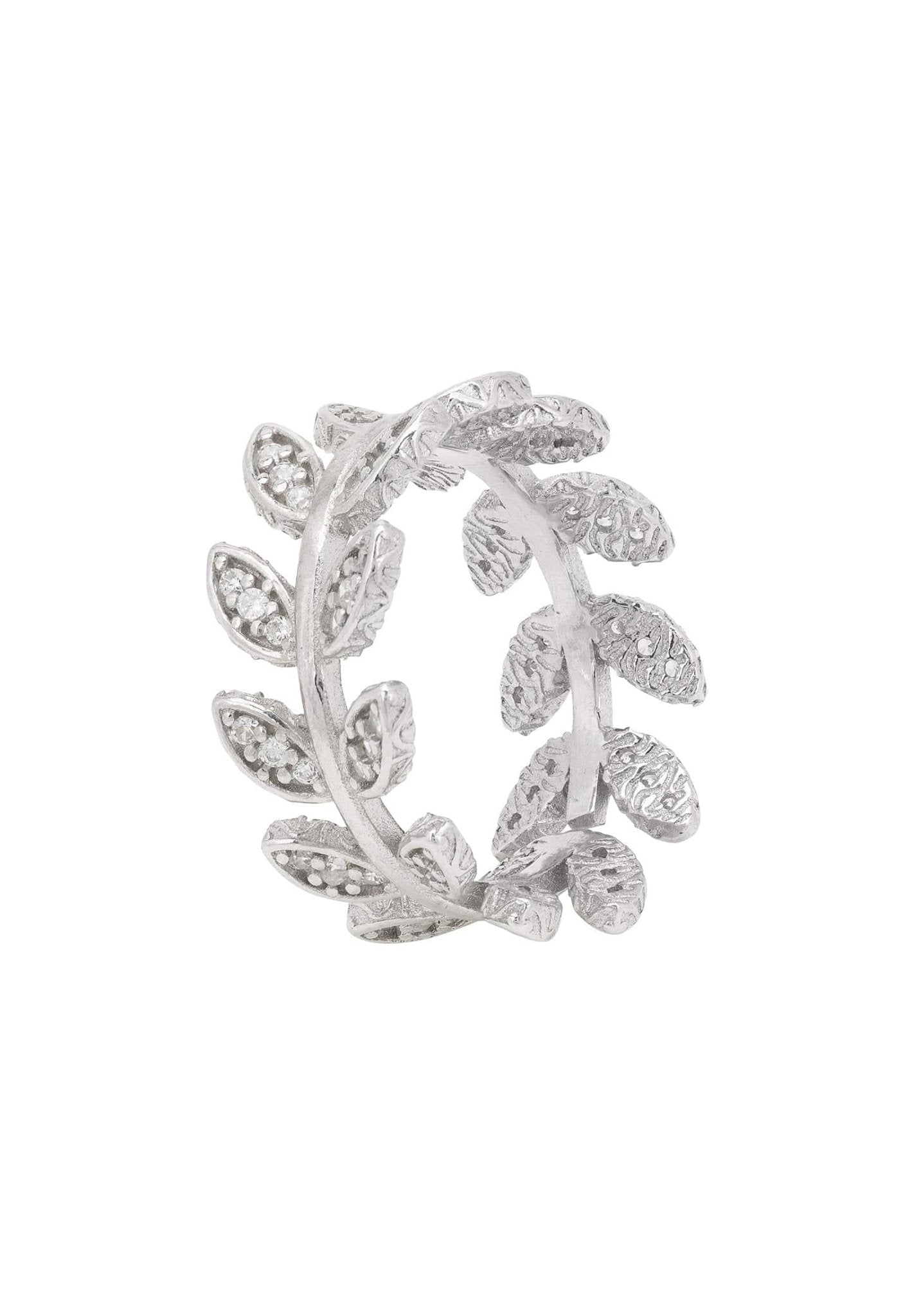 Curled Vine Leaf Adjustable Ring Silver - LATELITA Rings