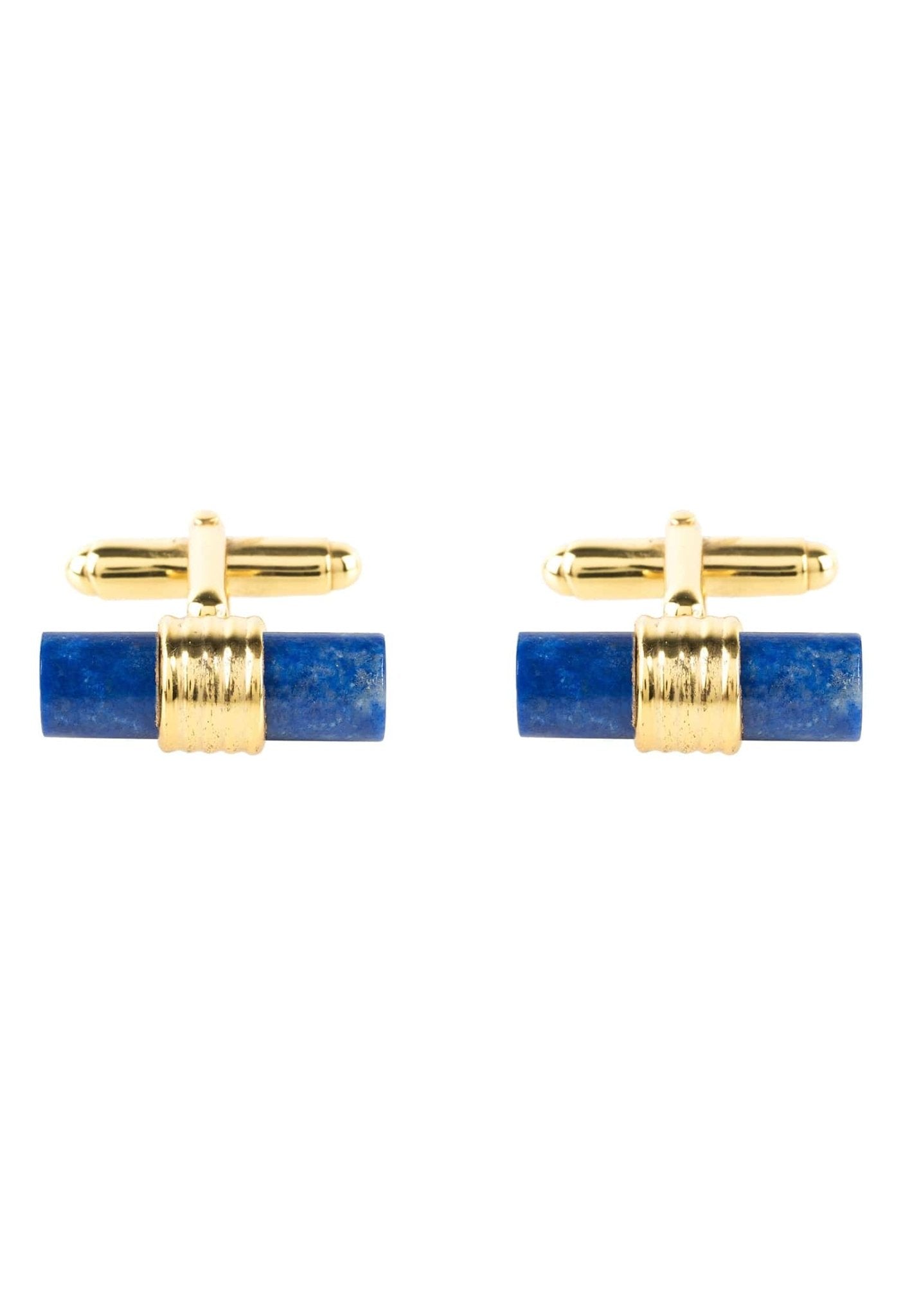 Cylindrical Cufflink Gold Blue Lapis Lazuli - LATELITA Cufflinks