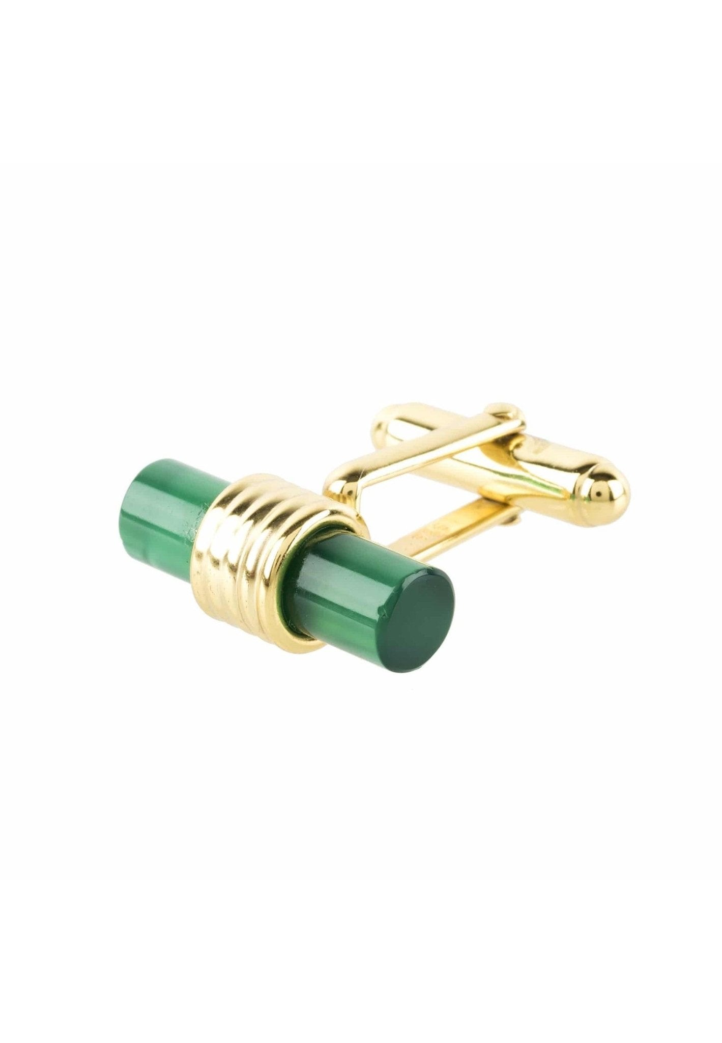Cylindrical Cufflink Gold Green Onyx - LATELITA Cufflinks