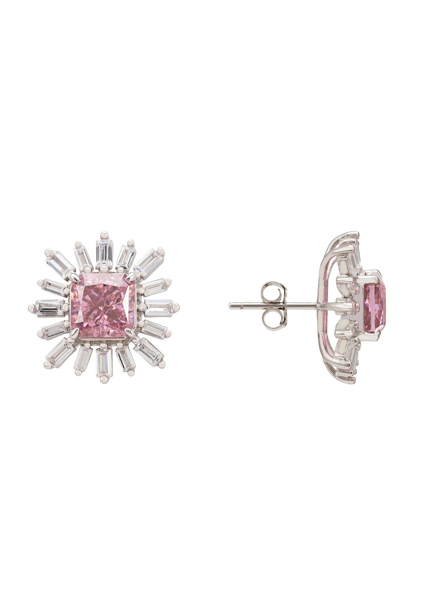Daisy Flower Earrings Silver Pink Morganite - LATELITA Earrings
