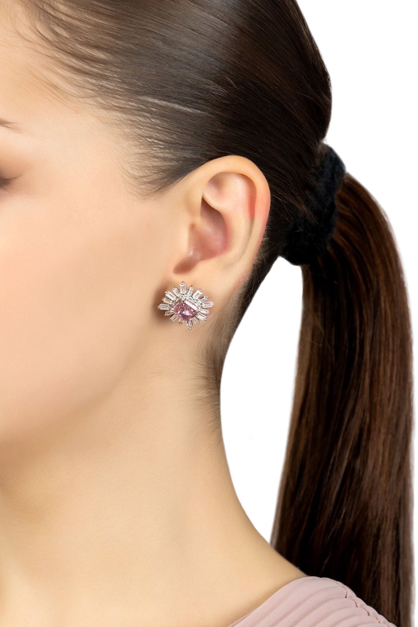 Daisy Flower Earrings Silver Pink Morganite - LATELITA Earrings