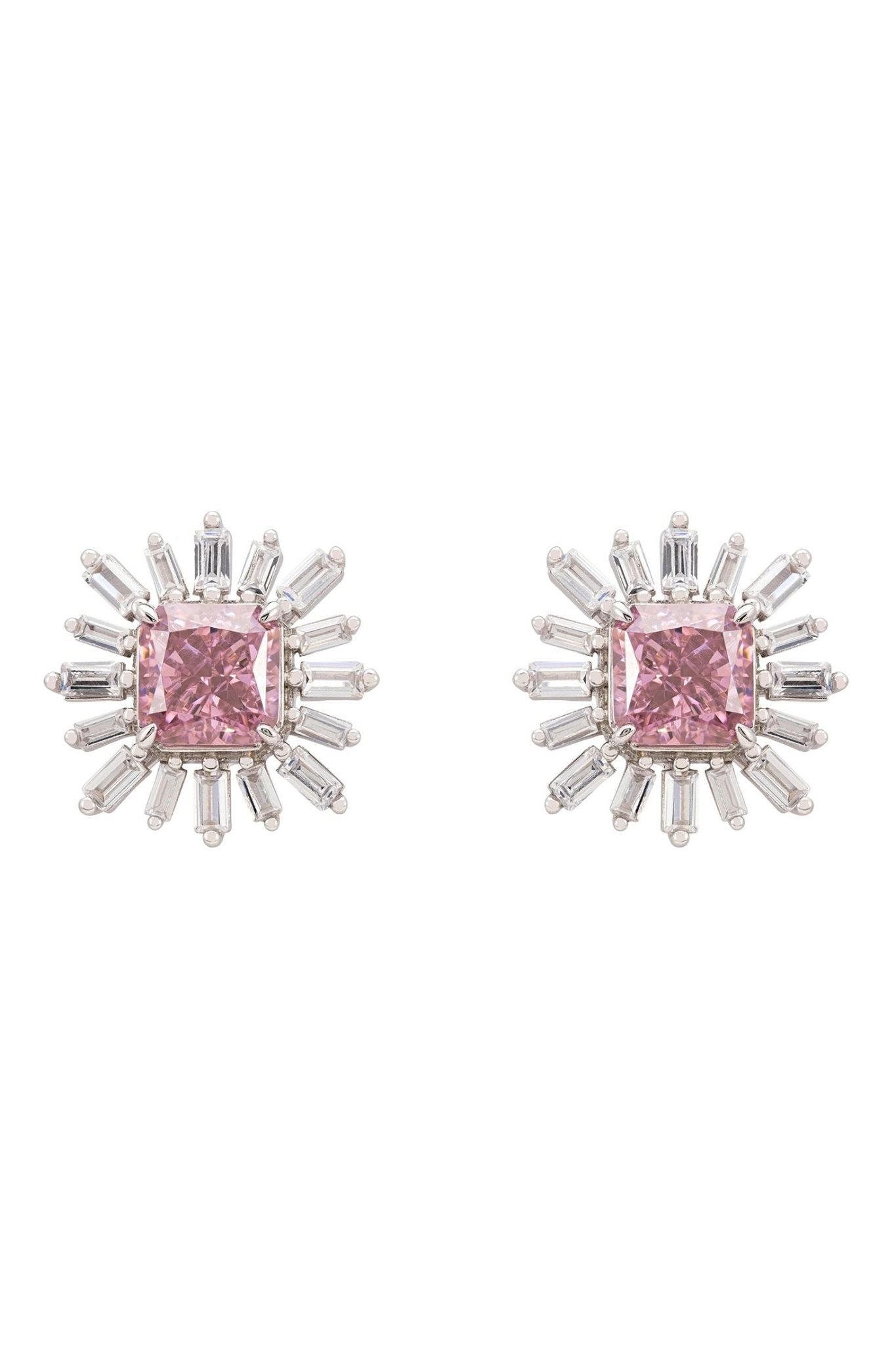Daisy Flower Earrings Silver Pink Morganite - LATELITA Earrings