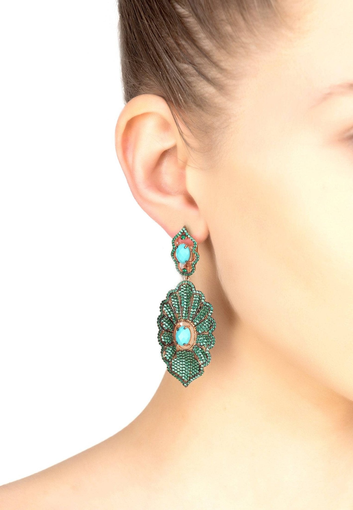 Danbury Earrings Green Turquoise - LATELITA Earrings