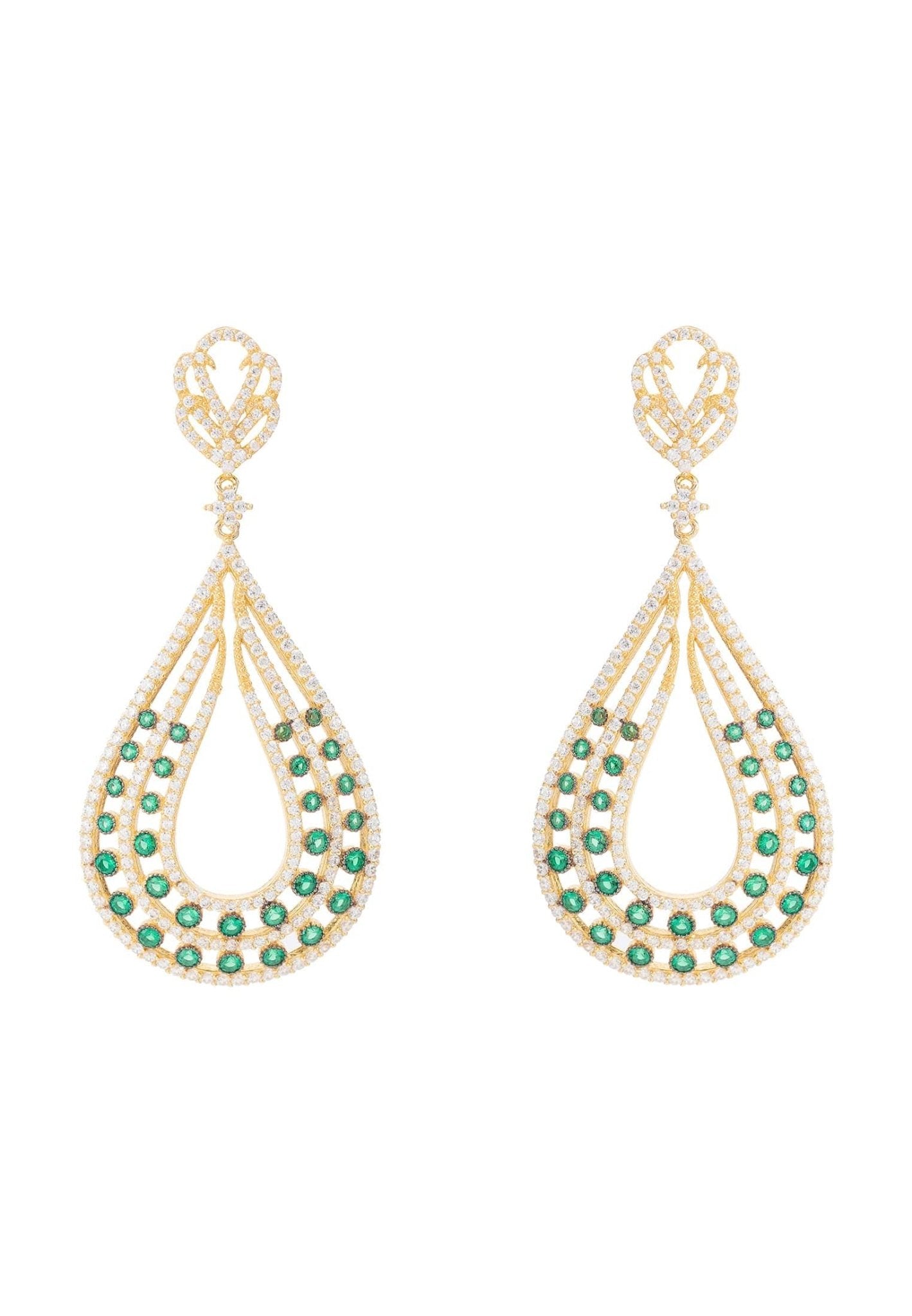 Daphne Teardrop Earrings Gold Emerald - LATELITA Earrings