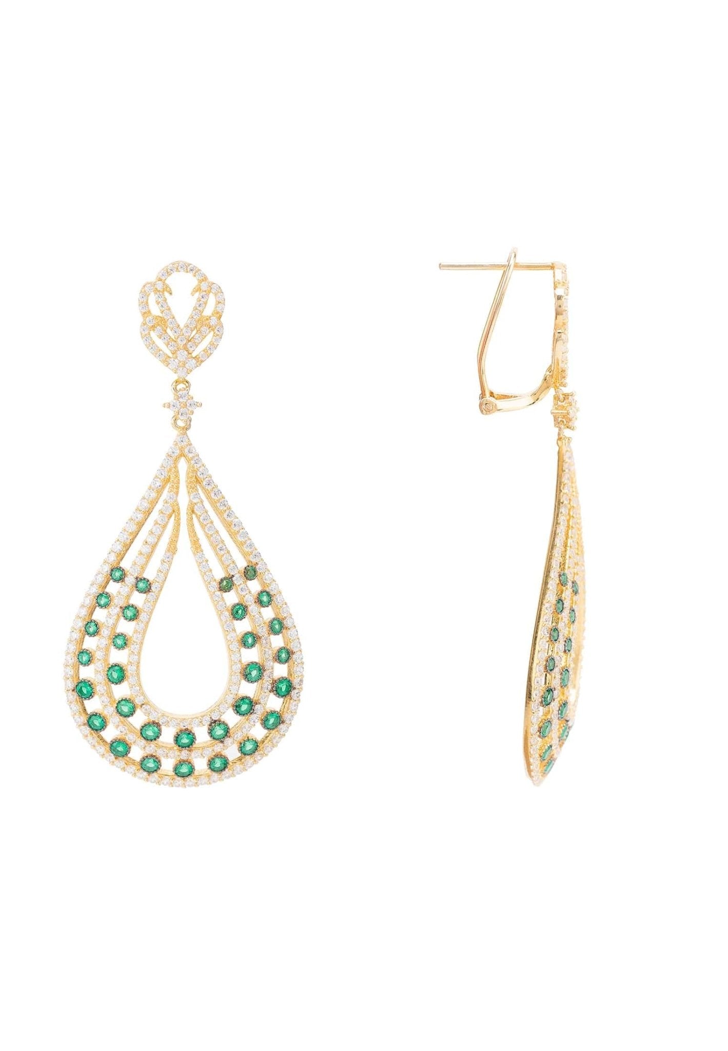 Daphne Teardrop Earrings Gold Emerald - LATELITA Earrings