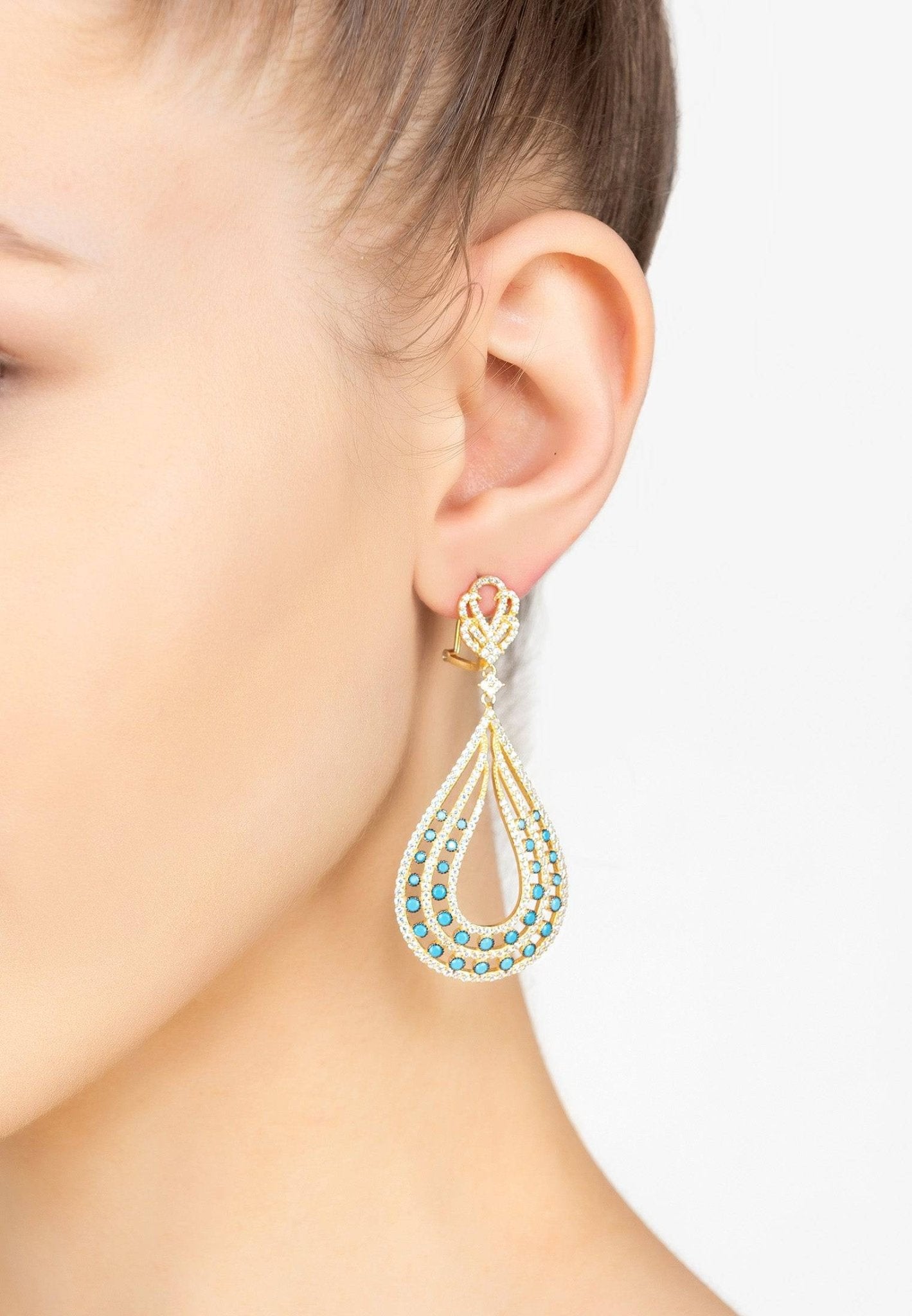 Daphne Teardrop Earrings Gold Turquoise - LATELITA Earrings