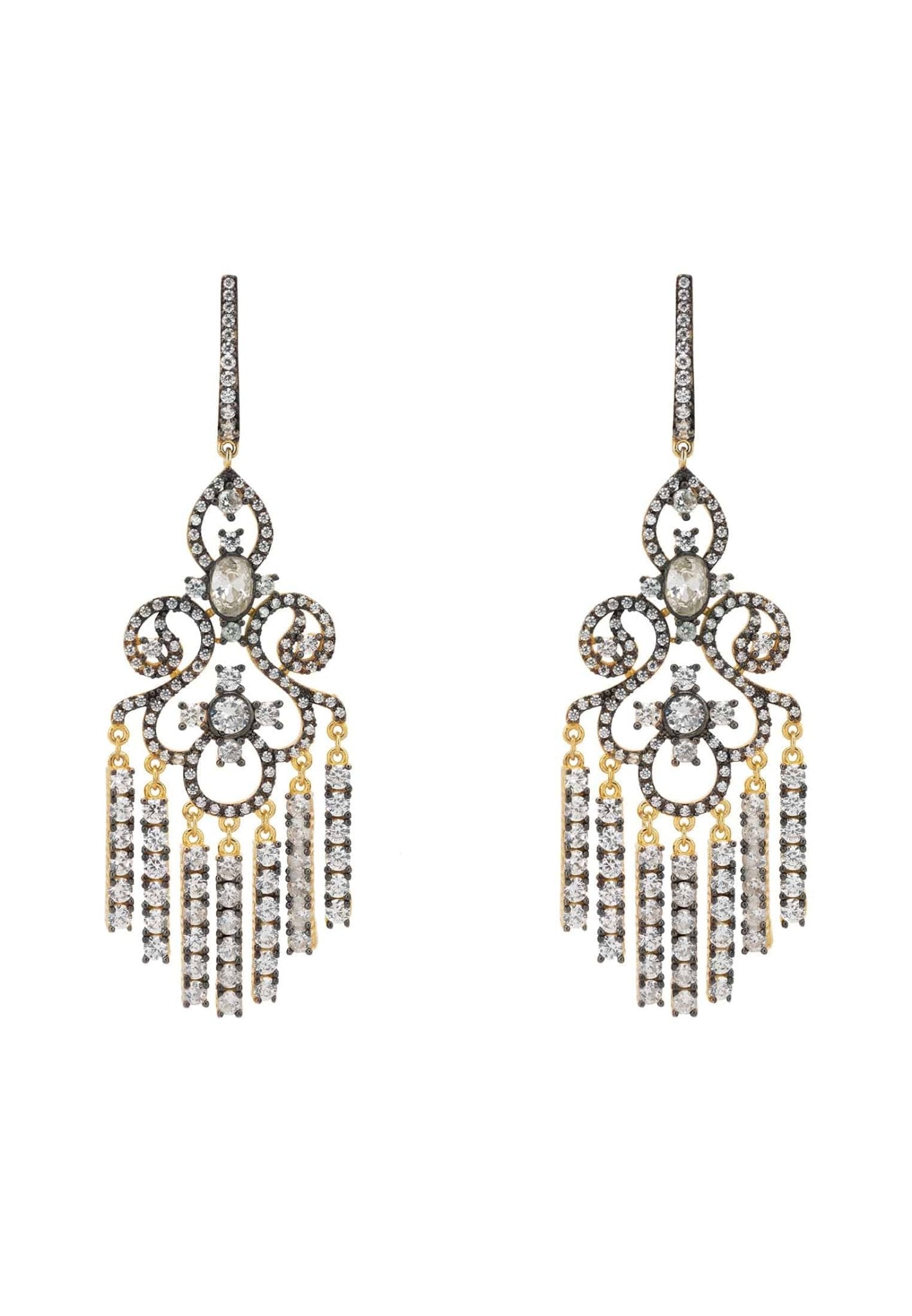 Deco Chandelier Drops Earrings Rosegold Oxidised - LATELITA Earrings