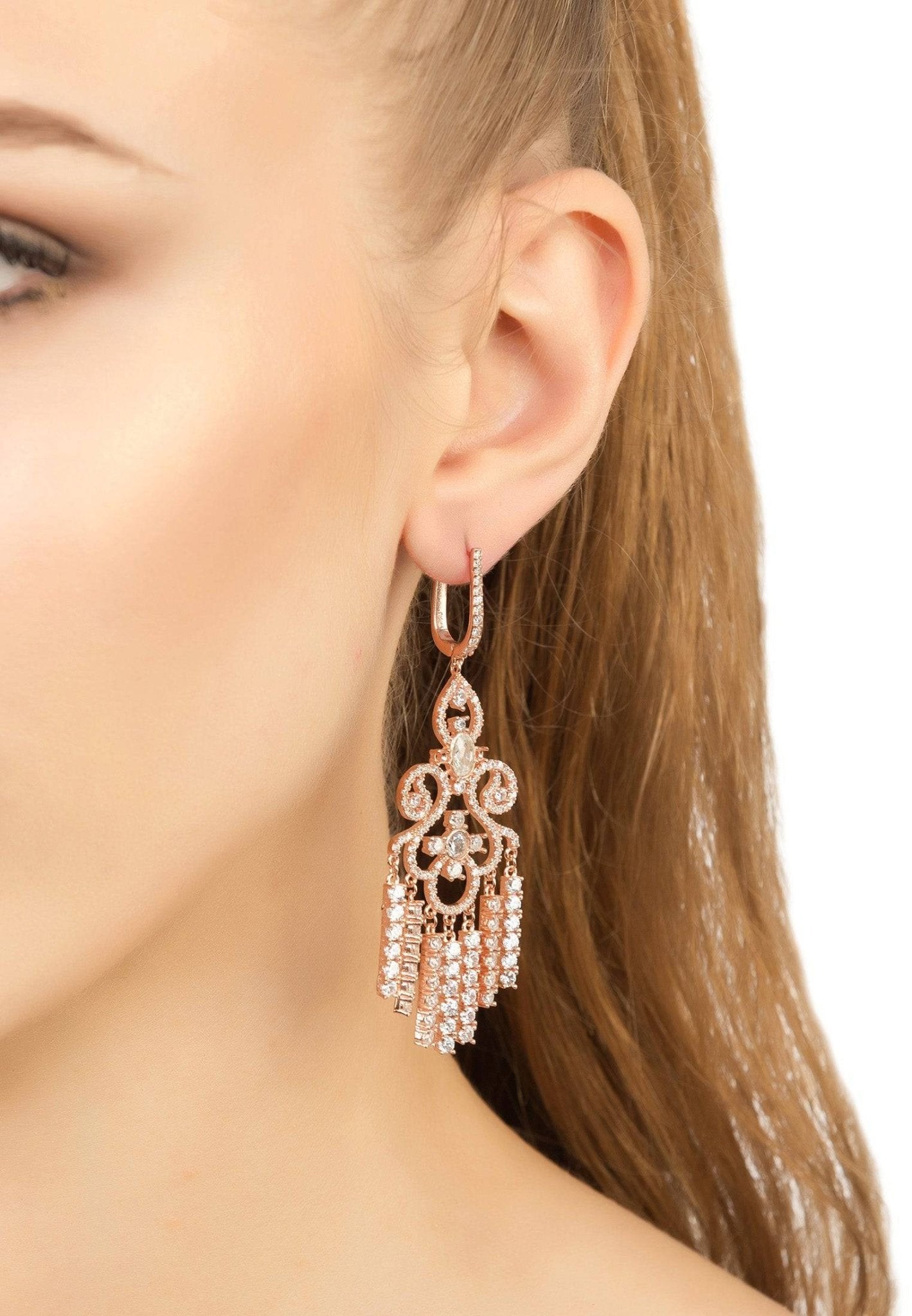 Deco Chandelier Drops Earrings Silver - LATELITA Earrings
