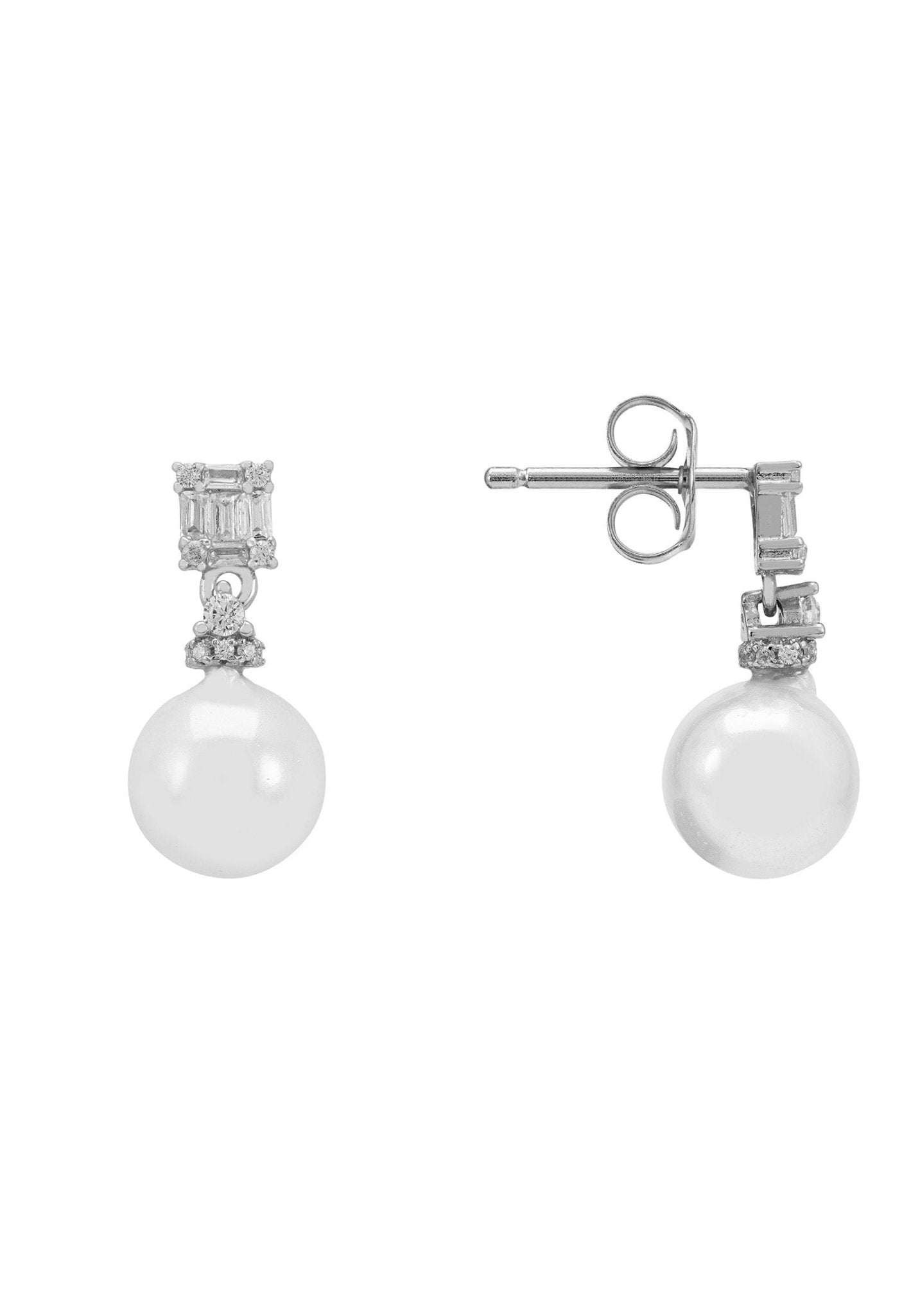 Delilah Pearl Earrings Silver - LATELITA Earrings