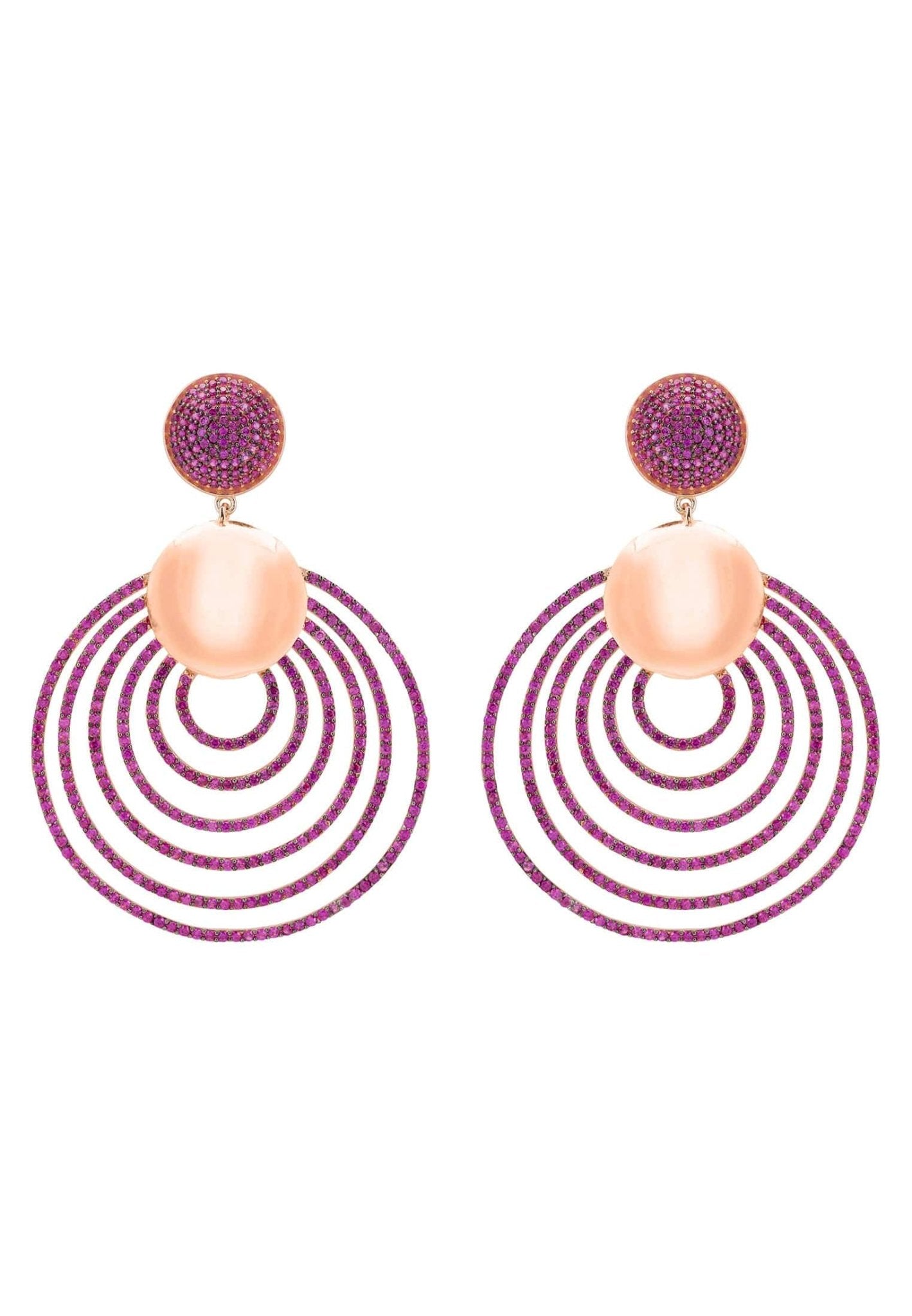 Descending Circles Drop Earrings Rosegold Ruby - LATELITA Earrings