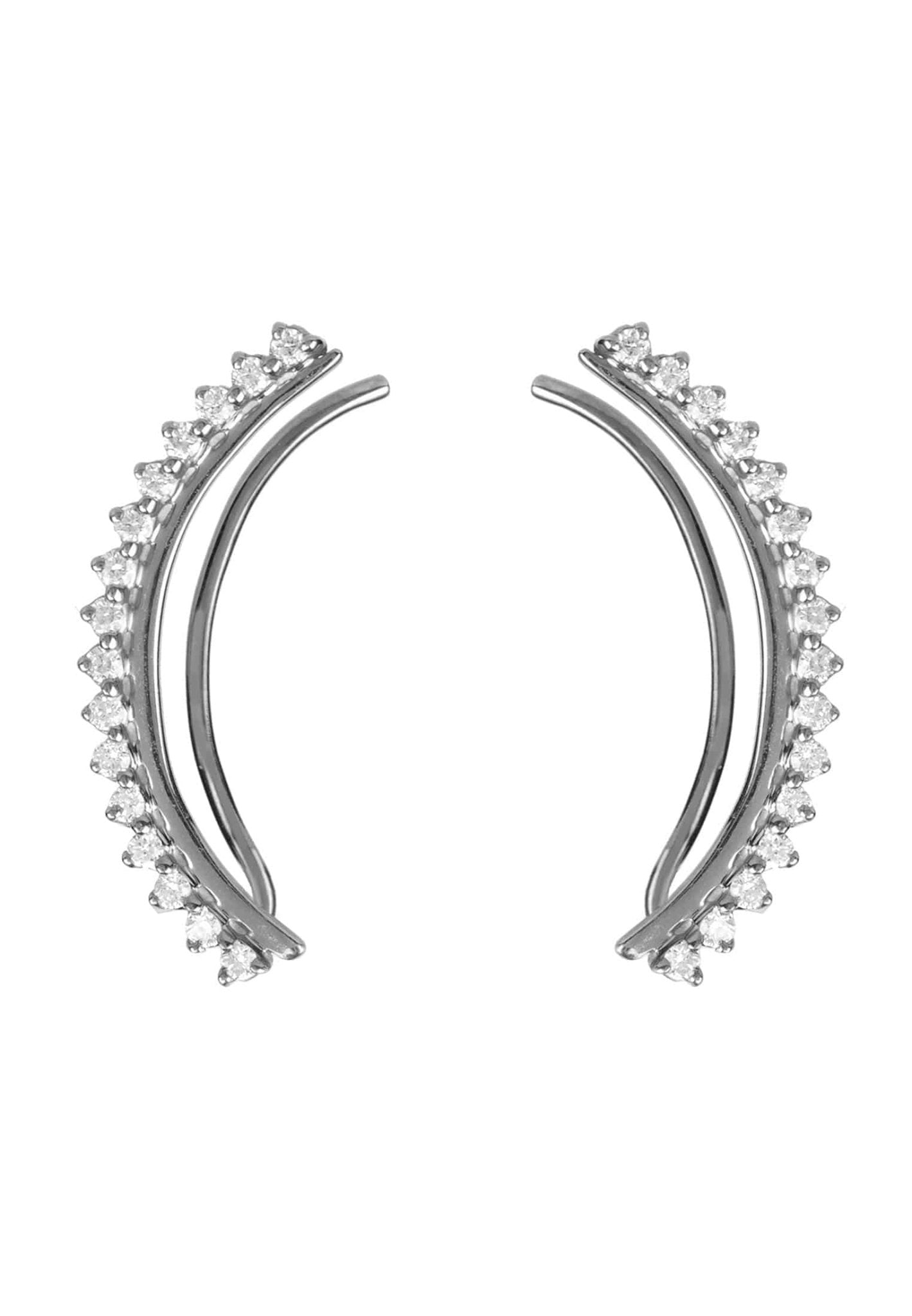 Diamond Arc Ear Climber Silver - LATELITA Earrings