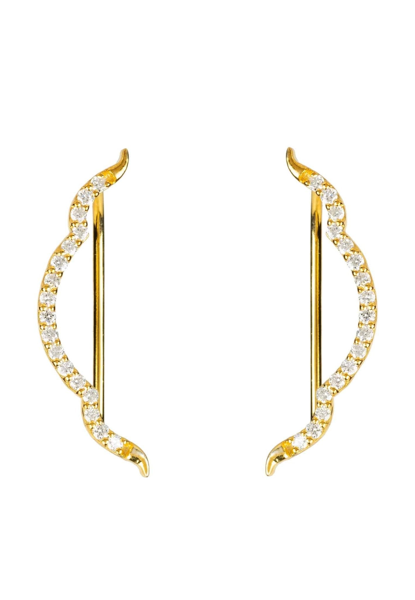 Diamond Bow Ear Climber Gold - LATELITA Earrings