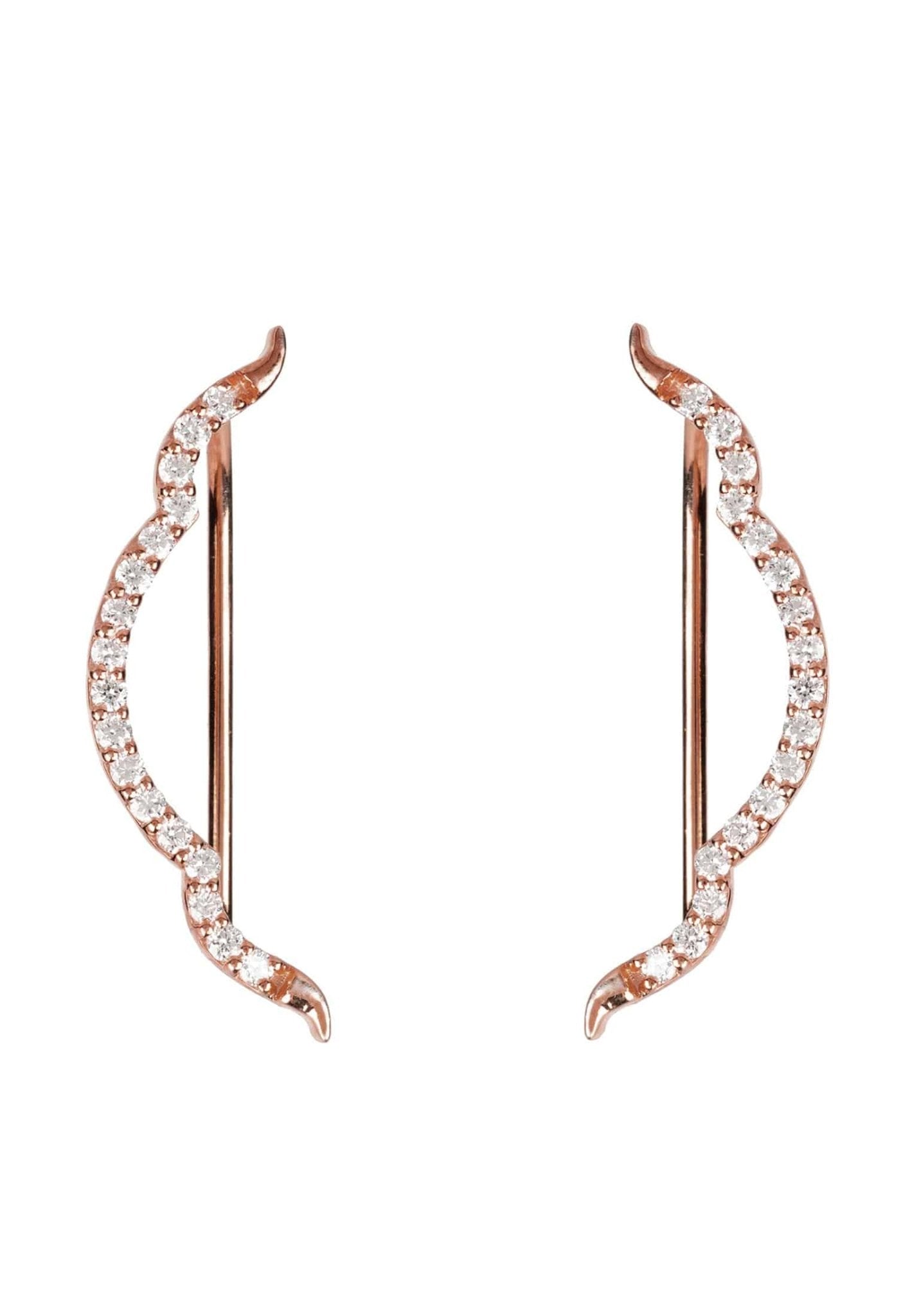 Diamond Bow Ear Climber Rosegold - LATELITA Earrings