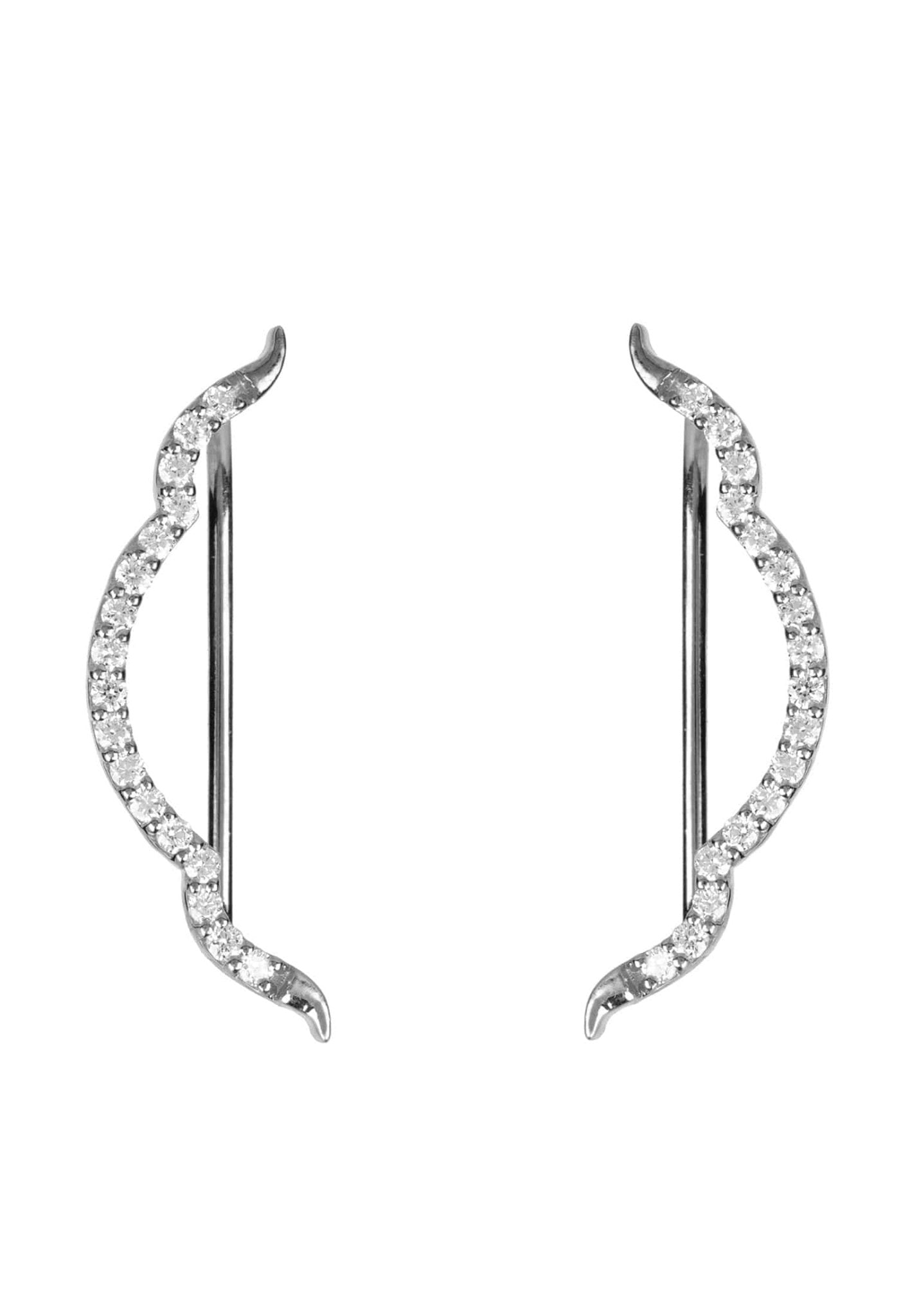Diamond Bow Ear Climber Silver - LATELITA Earrings