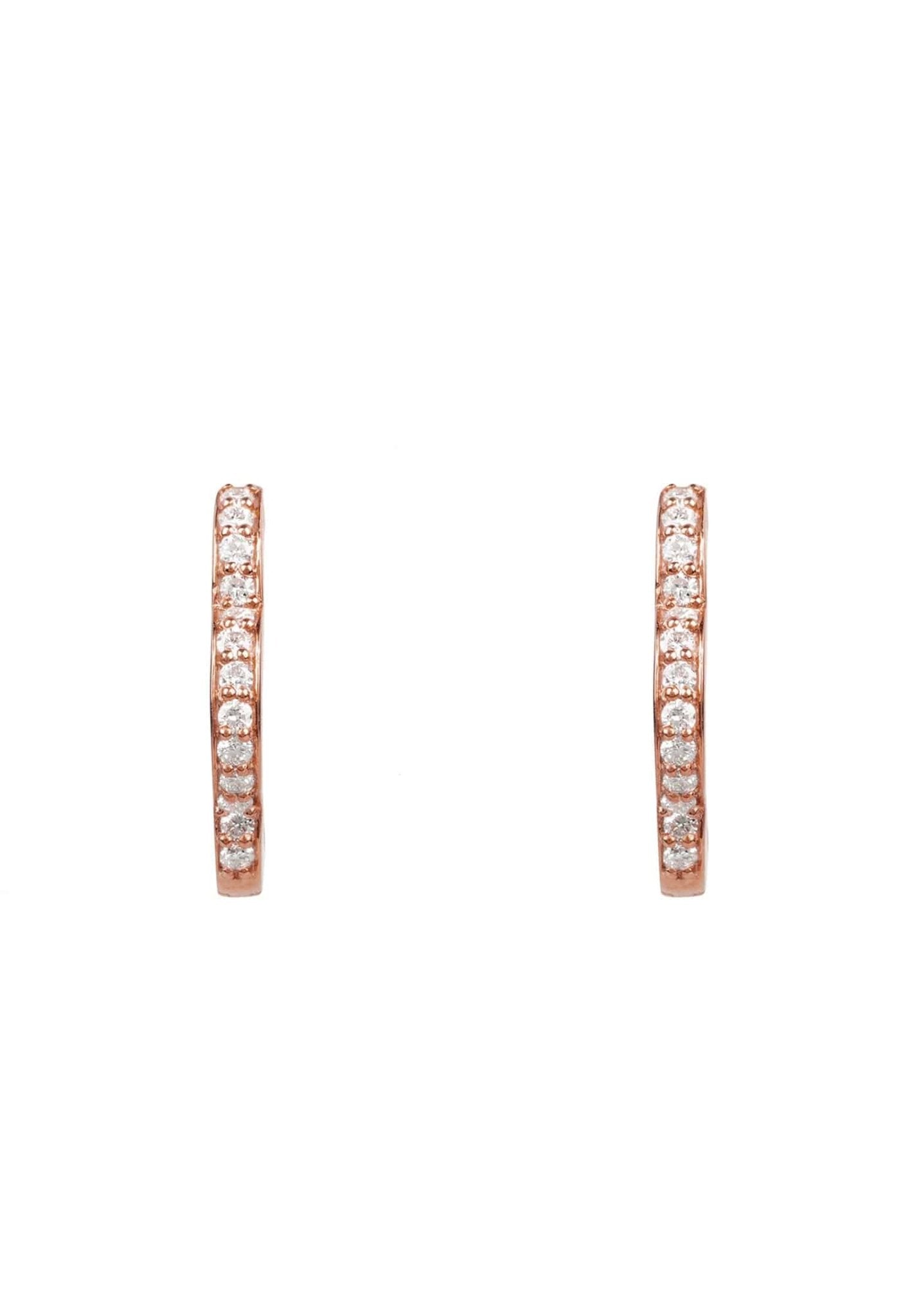 Diamond Flower Clover Huggie Hoop Earrings Rosegold - LATELITA Earrings
