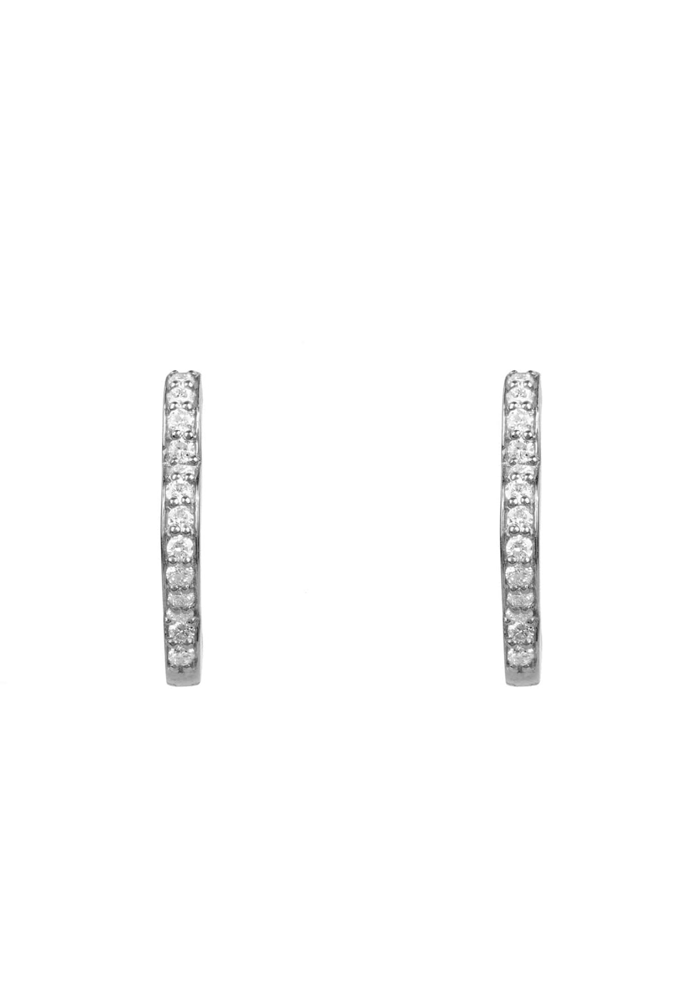 Diamond Flower Clover Huggie Hoop Earrings Silver - LATELITA Earrings