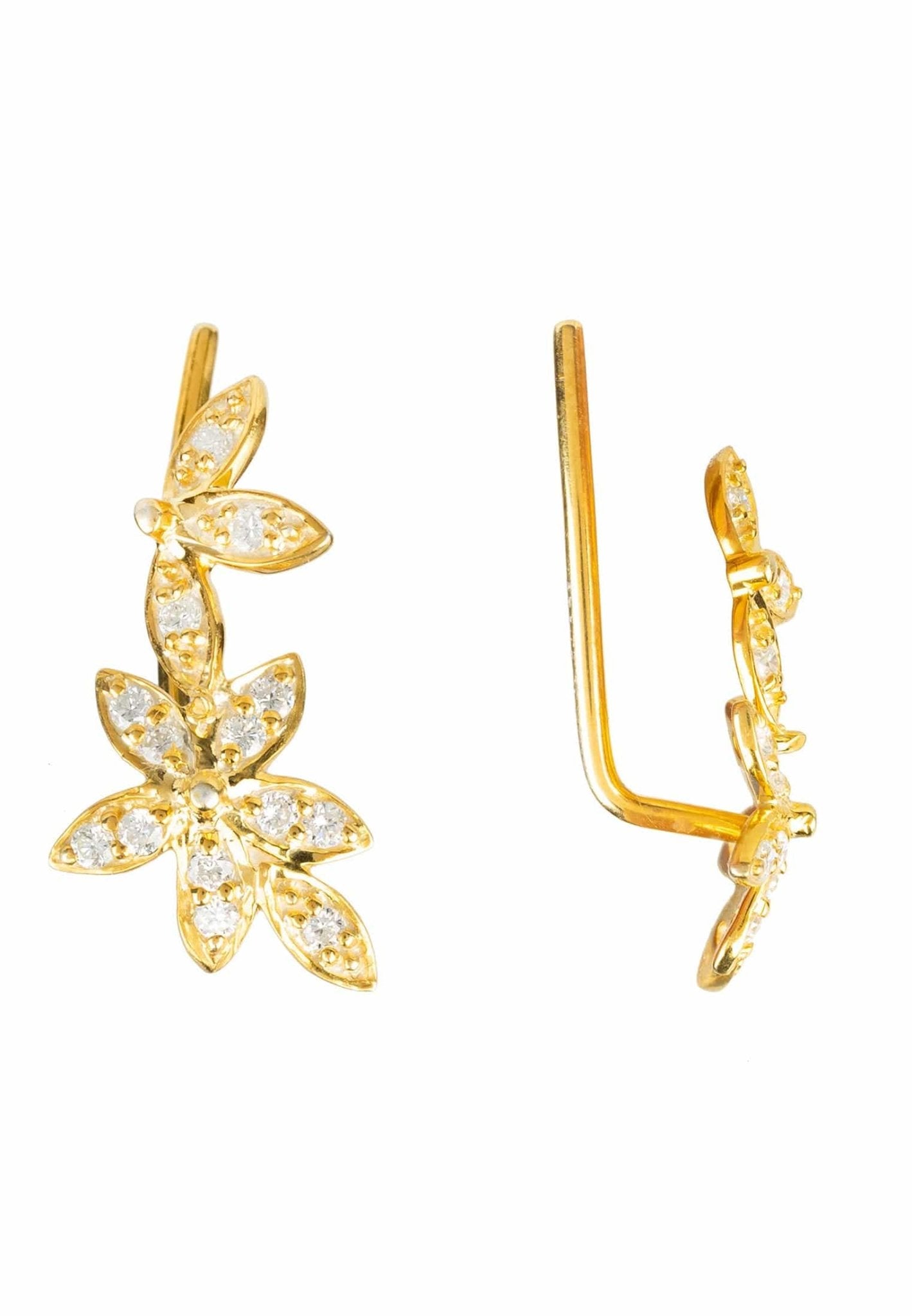 Diamond Flowers Ear Climber Gold - LATELITA Earrings