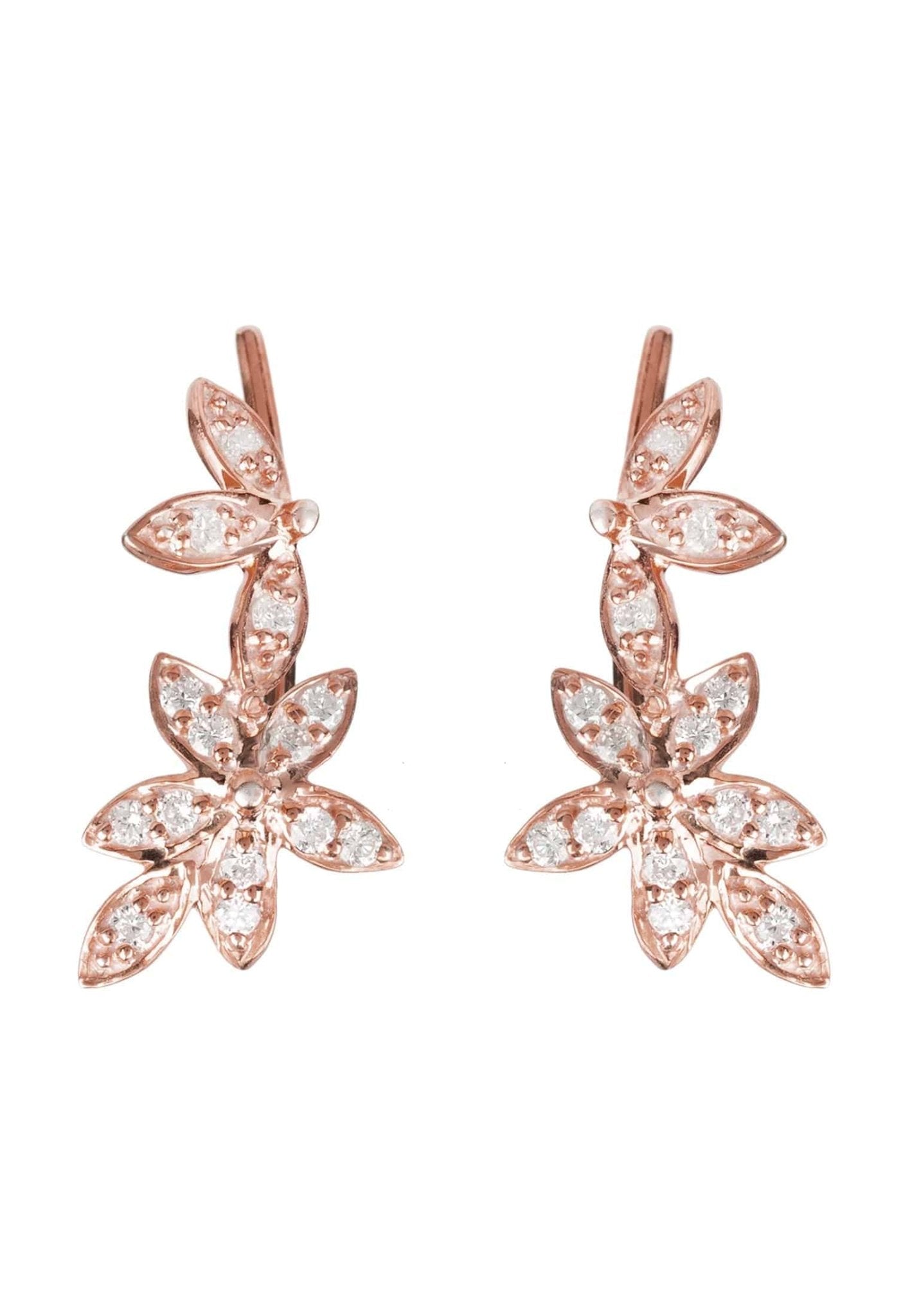 Diamond Flowers Ear Climber Rosegold - LATELITA Earrings
