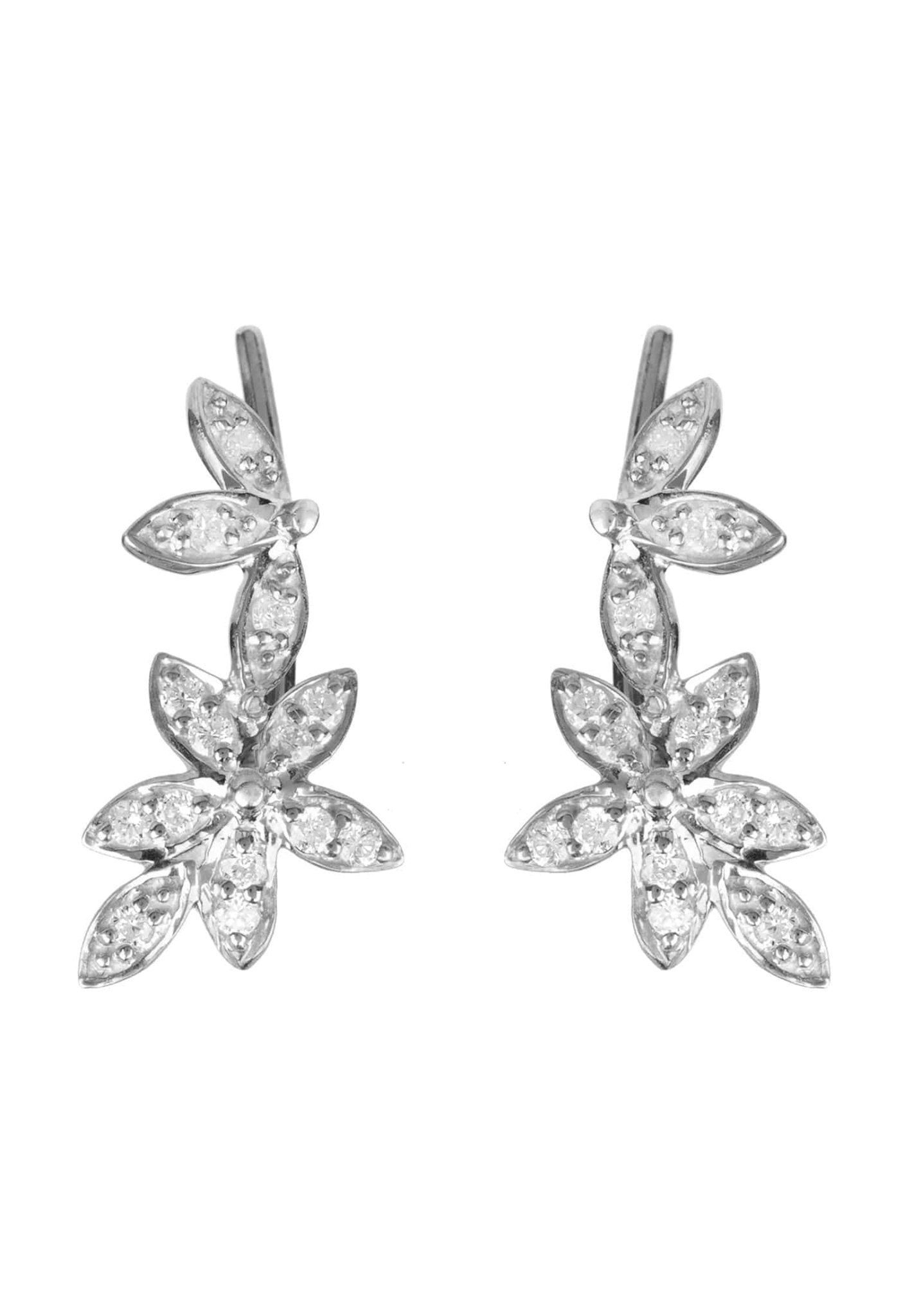 Diamond Flowers Ear Climber Silver - LATELITA Earrings