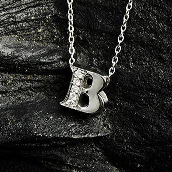 Diamond Initial Letter Pendant Necklace Rose Gold B - LATELITA Necklaces