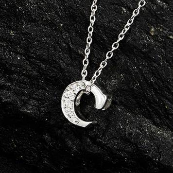 Diamond Initial Letter Pendant Necklace Rose Gold C - LATELITA Necklaces