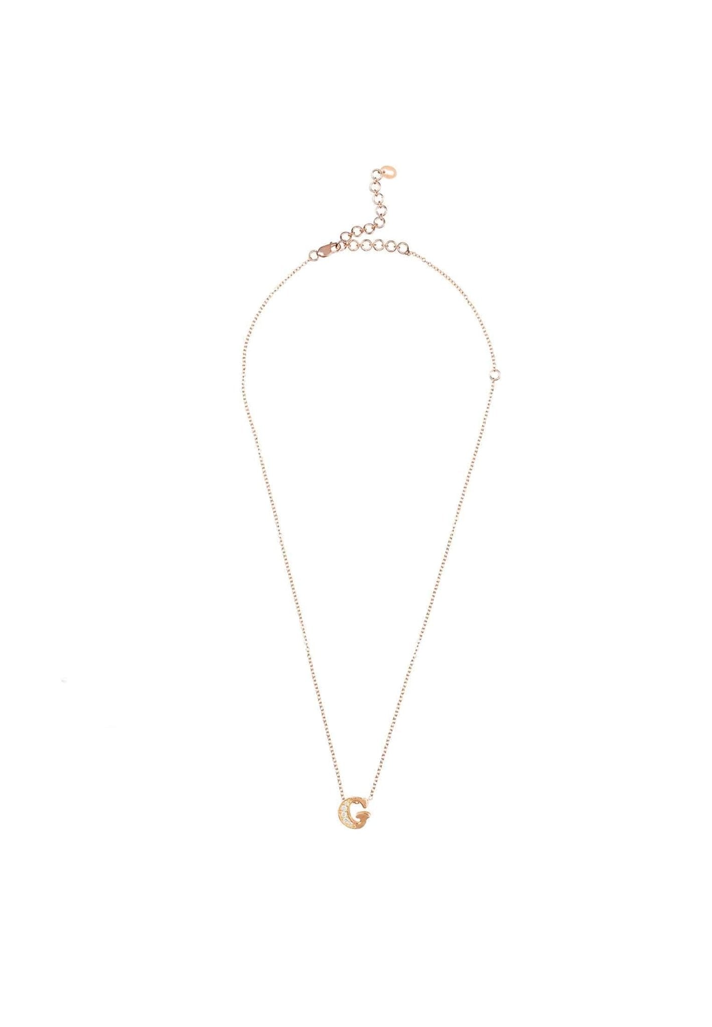 Diamond Initial Letter Pendant Necklace Rose Gold G - LATELITA Necklaces