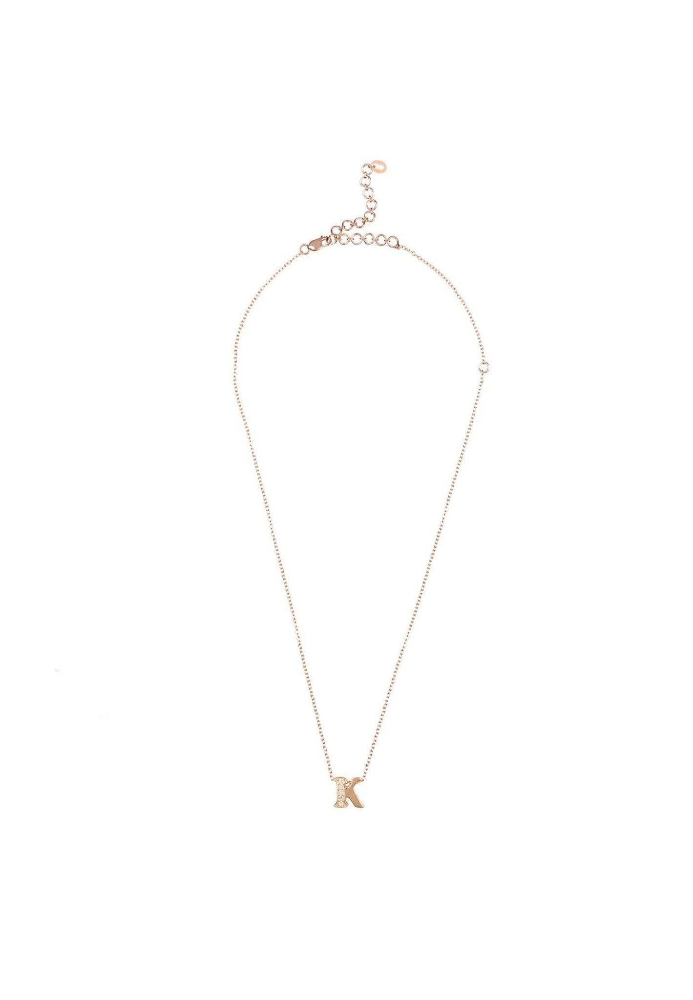 Diamond Initial Letter Pendant Necklace Rose Gold K - LATELITA Necklaces