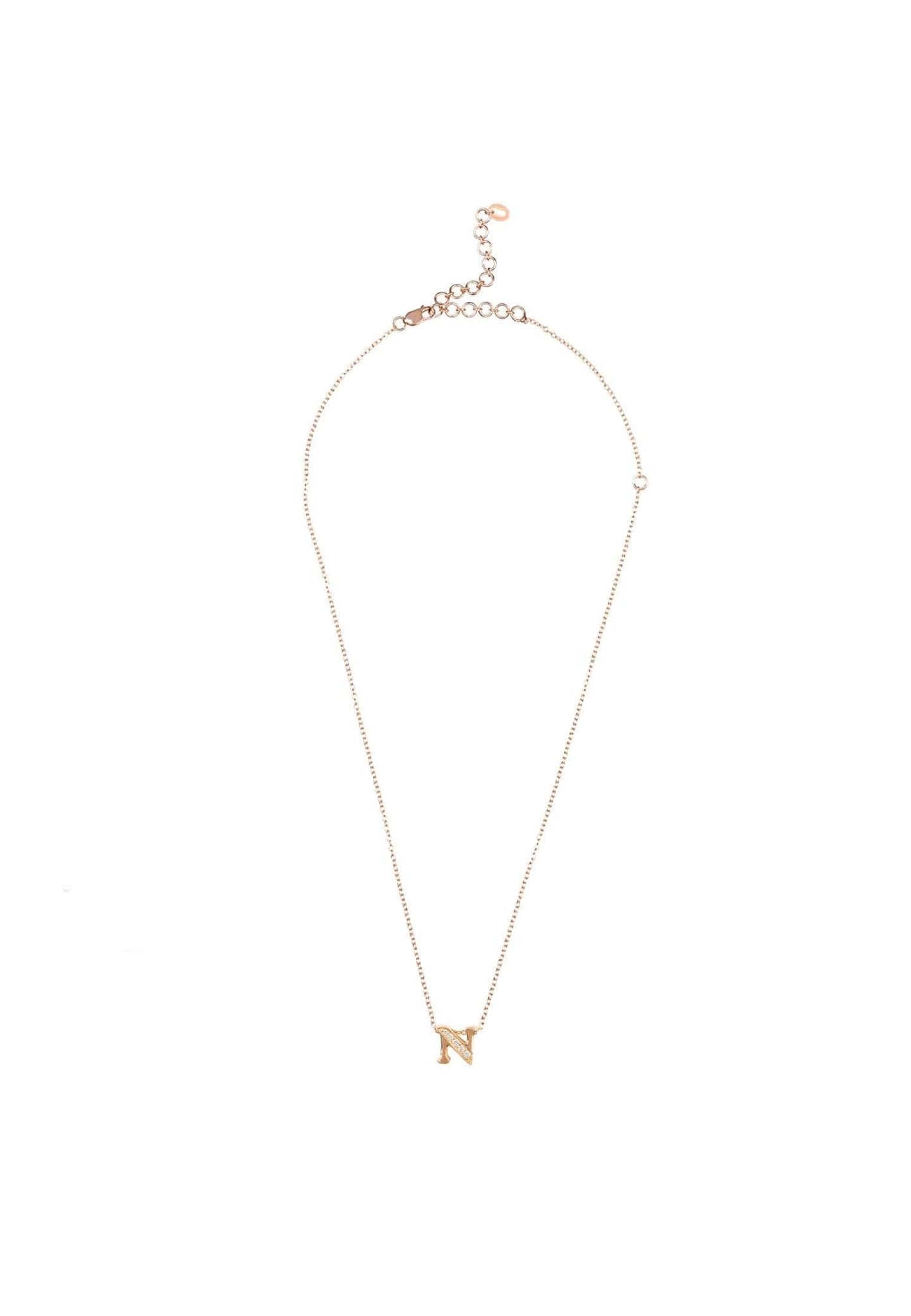 Diamond Initial Letter Pendant Necklace Rose Gold N - LATELITA Necklaces
