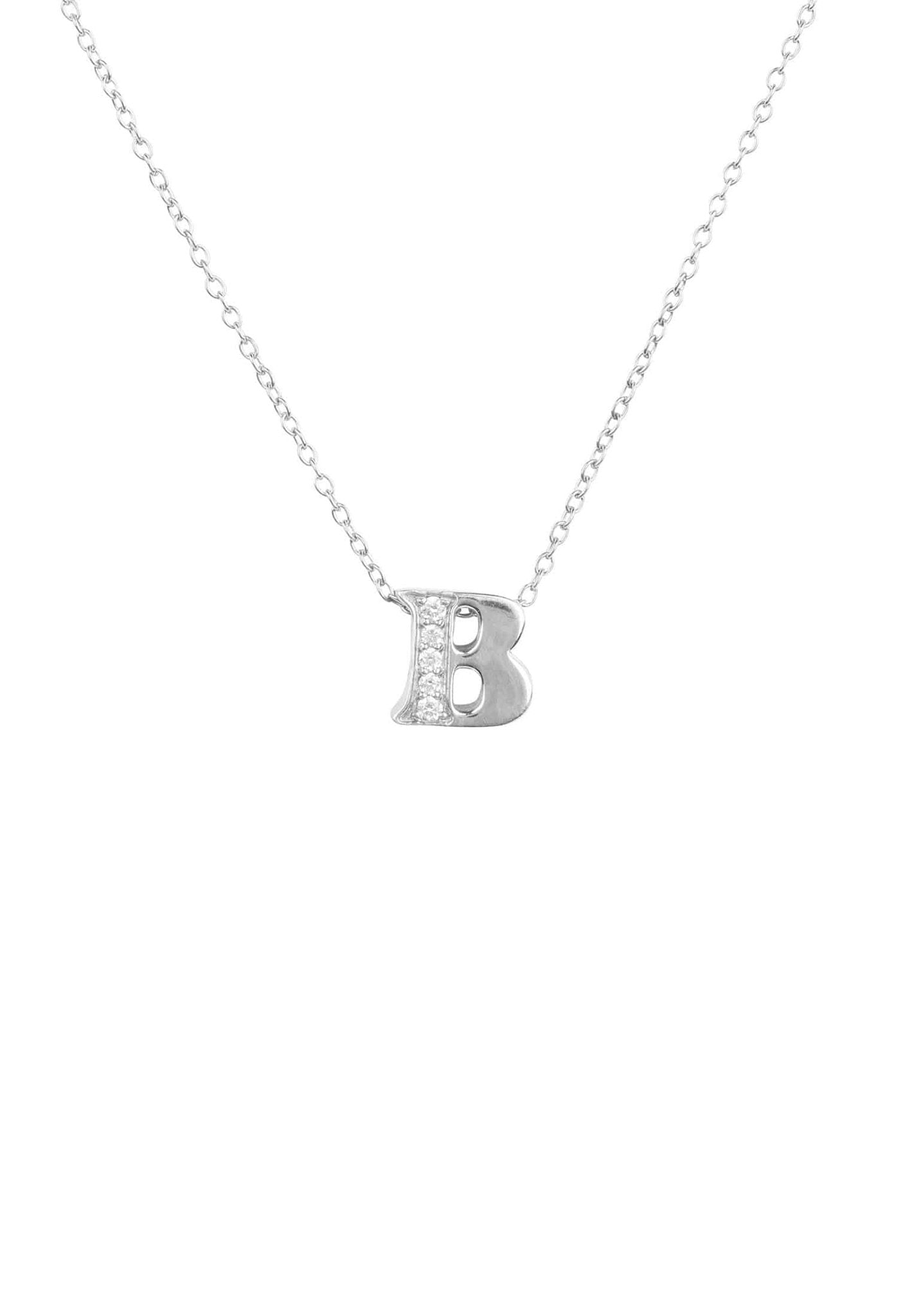 Diamond Initial Letter Pendant Necklace Silver B - LATELITA Necklaces