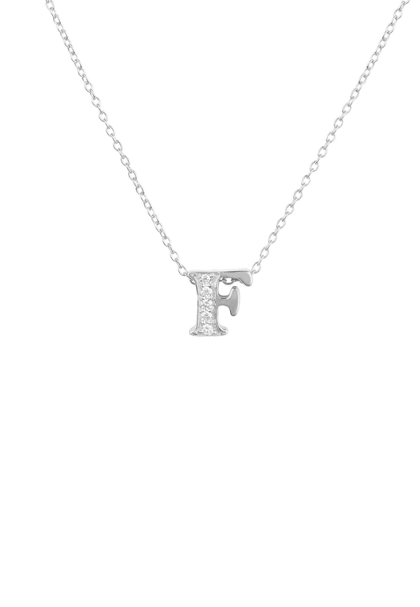 Diamond Initial Letter Pendant Necklace Silver F - LATELITA Necklaces