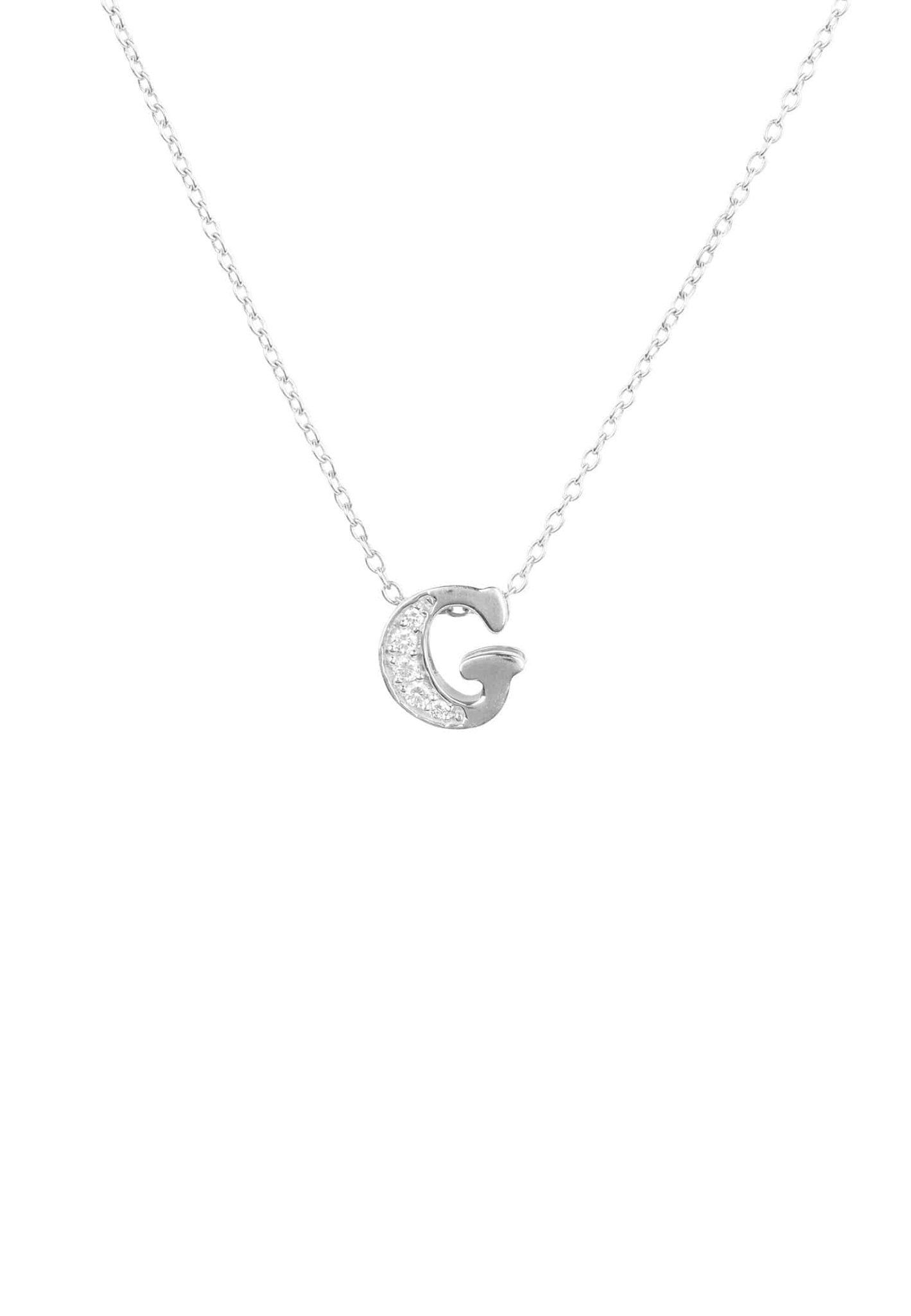 Diamond Initial Letter Pendant Necklace Silver G - LATELITA Necklaces