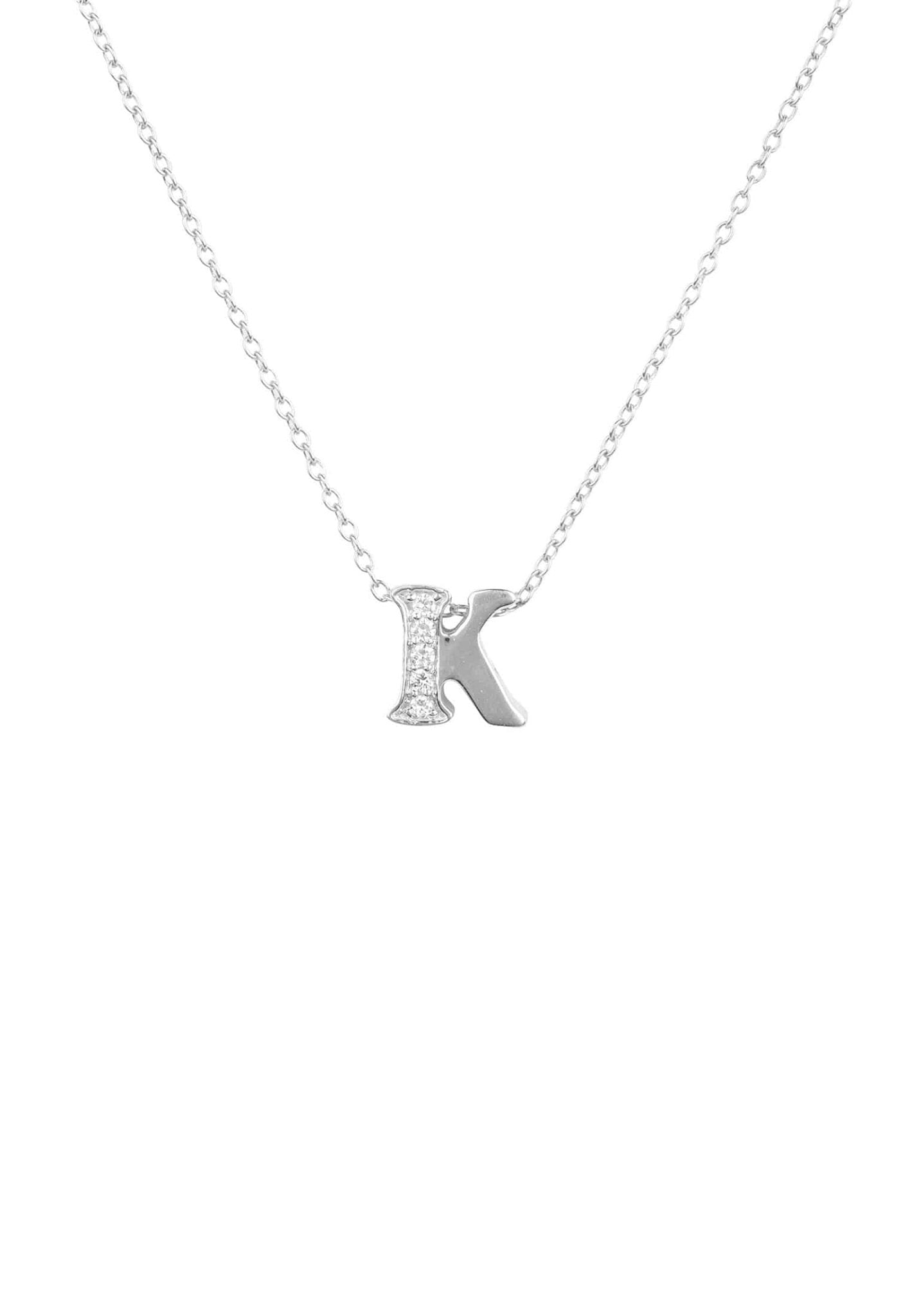 Diamond Initial Letter Pendant Necklace Silver K - LATELITA Necklaces