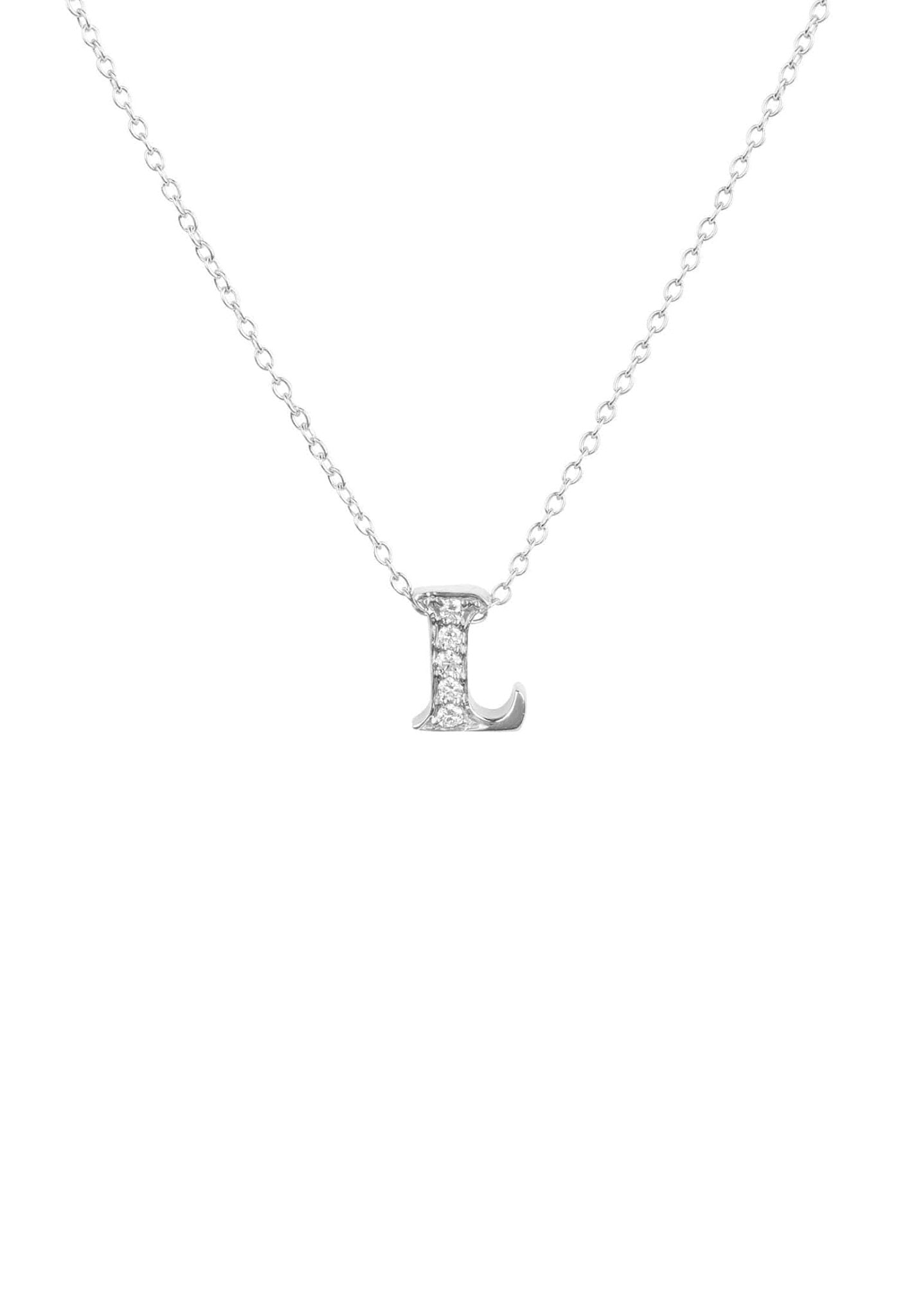 Diamond Initial Letter Pendant Necklace Silver L - LATELITA Necklaces