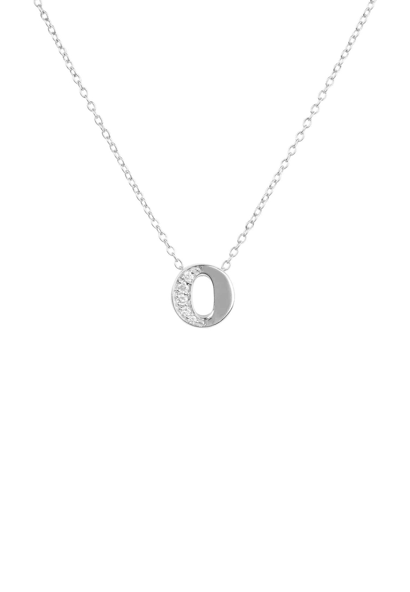 Diamond Initial Letter Pendant Necklace Silver O - LATELITA Necklaces