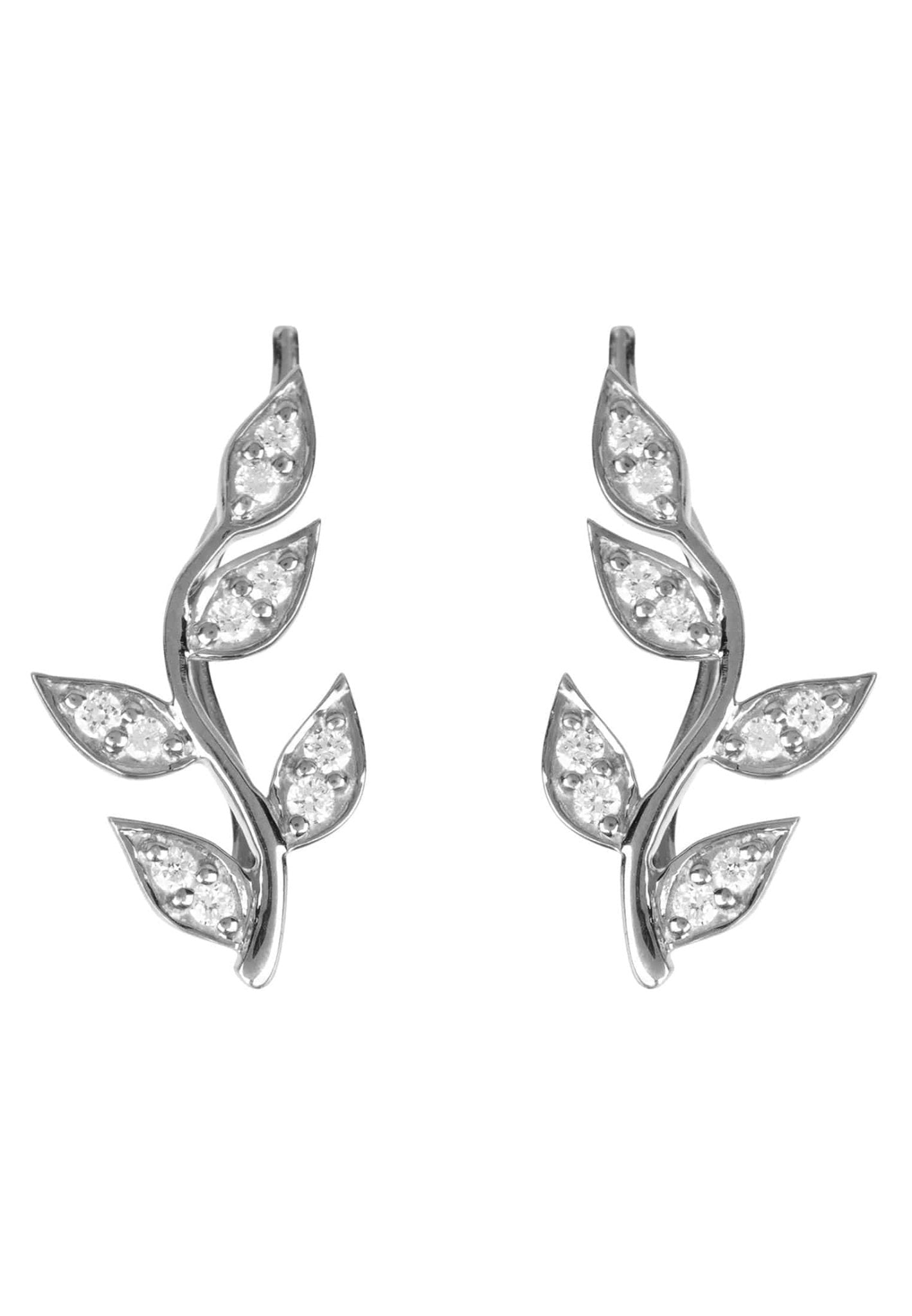 Diamond Leaf Ear Climber Silver - LATELITA Earrings