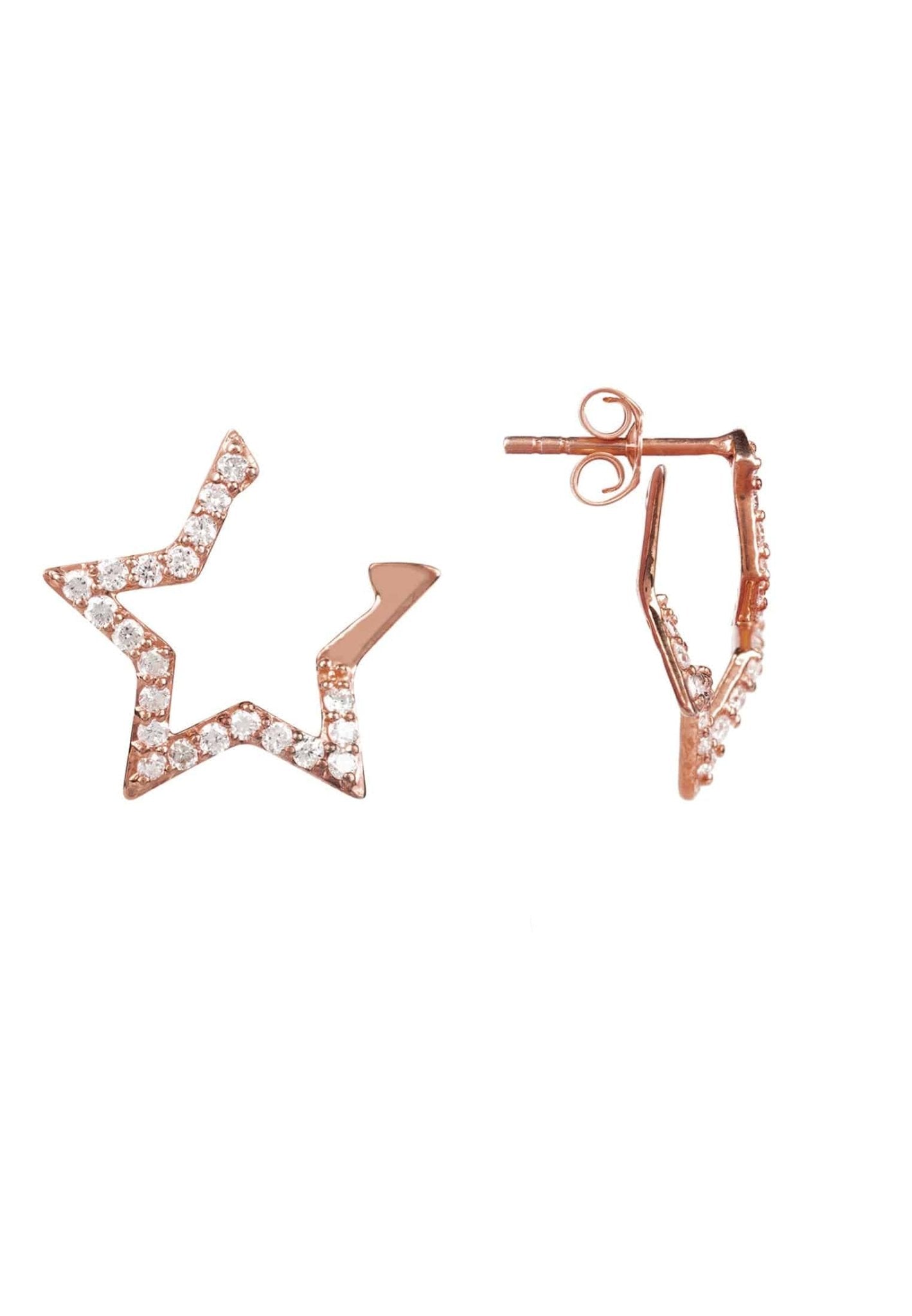Diamond Open Star Earrings Rosegold - LATELITA Earrings