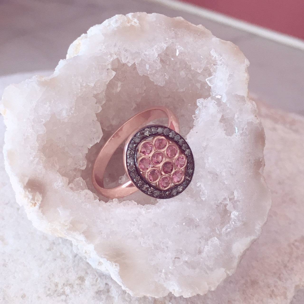 Diamond Pink Tourmaline Oval Ring - LATELITA Rings