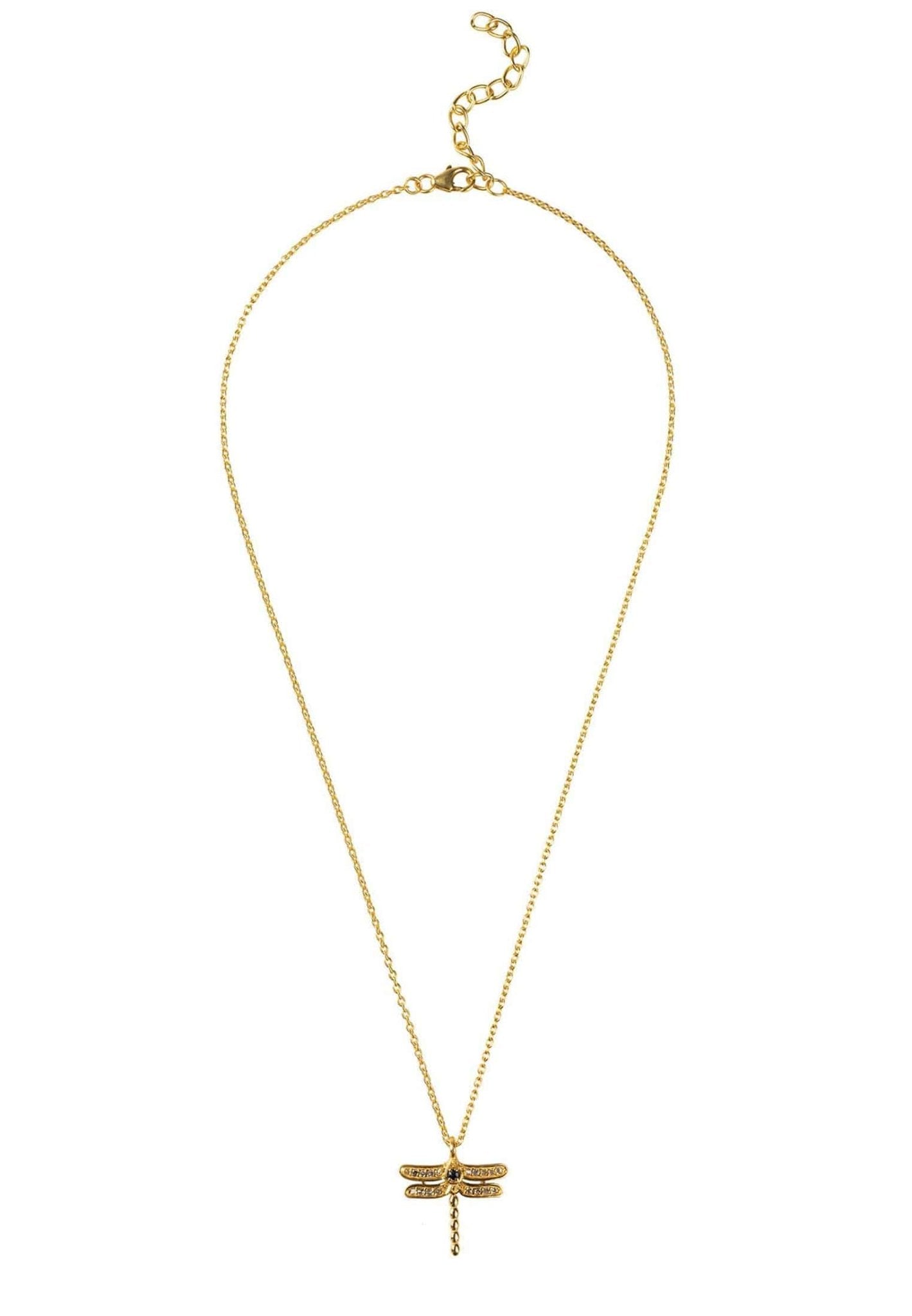 Diamond & Sapphire Dragonfly Necklace Gold - LATELITA Necklaces