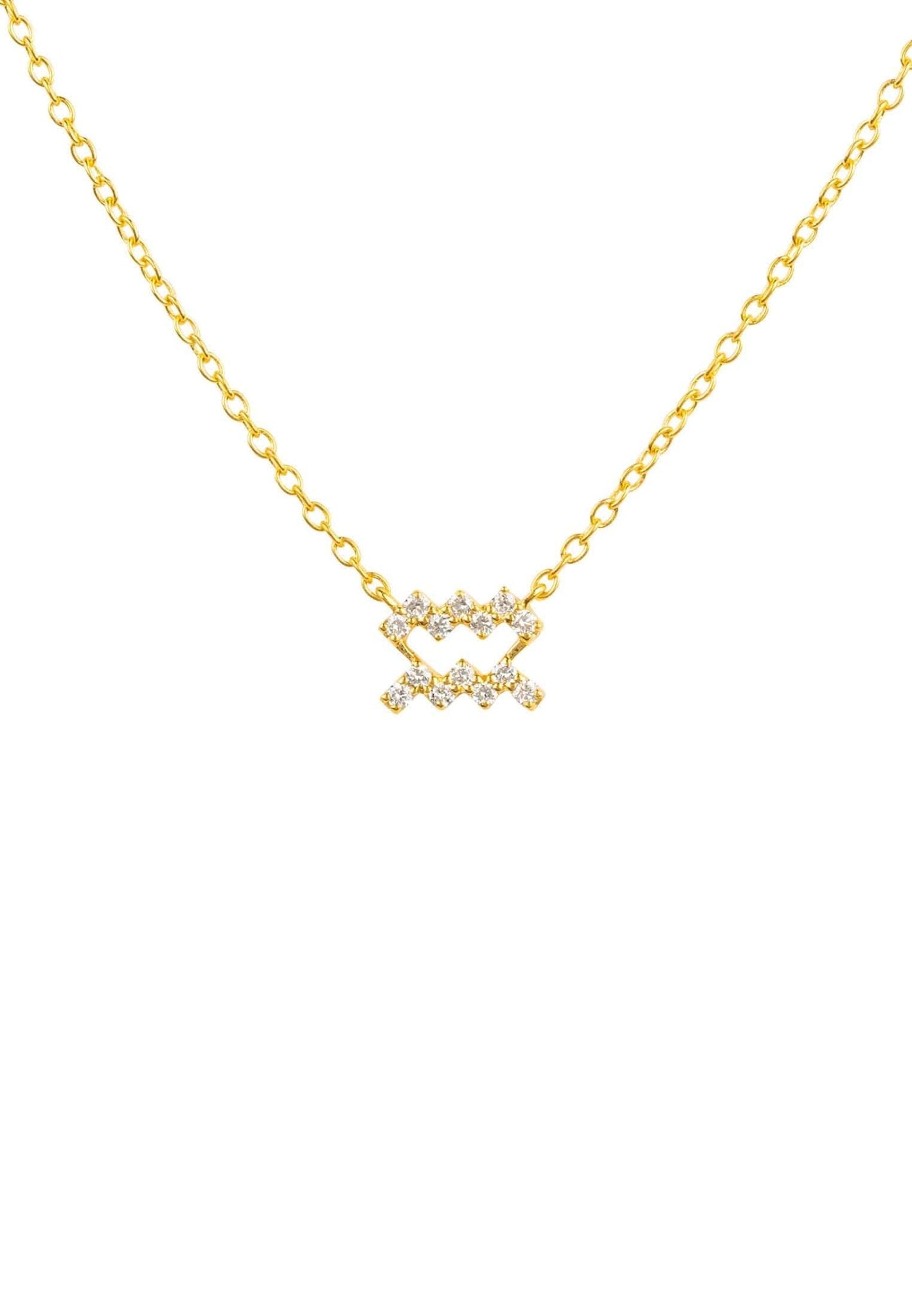 Diamond Zodiac Necklace Gold Aquarius - LATELITA Necklaces