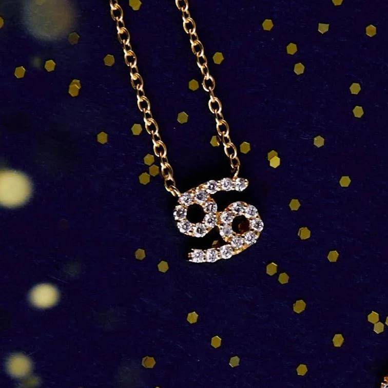 Diamond Zodiac Necklace Gold Cancer - LATELITA Necklaces