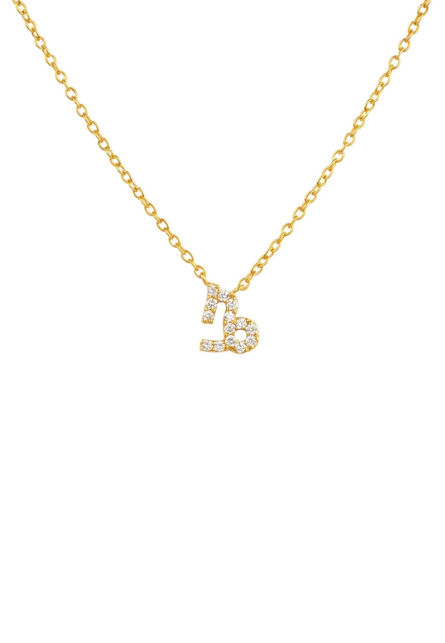 Diamond Zodiac Necklace Gold Capricorn - LATELITA Necklaces