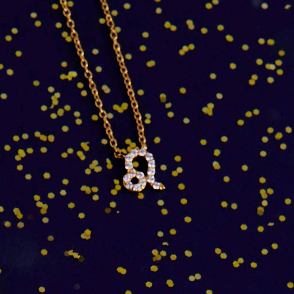 Diamond Zodiac Necklace Gold Leo - LATELITA Necklaces